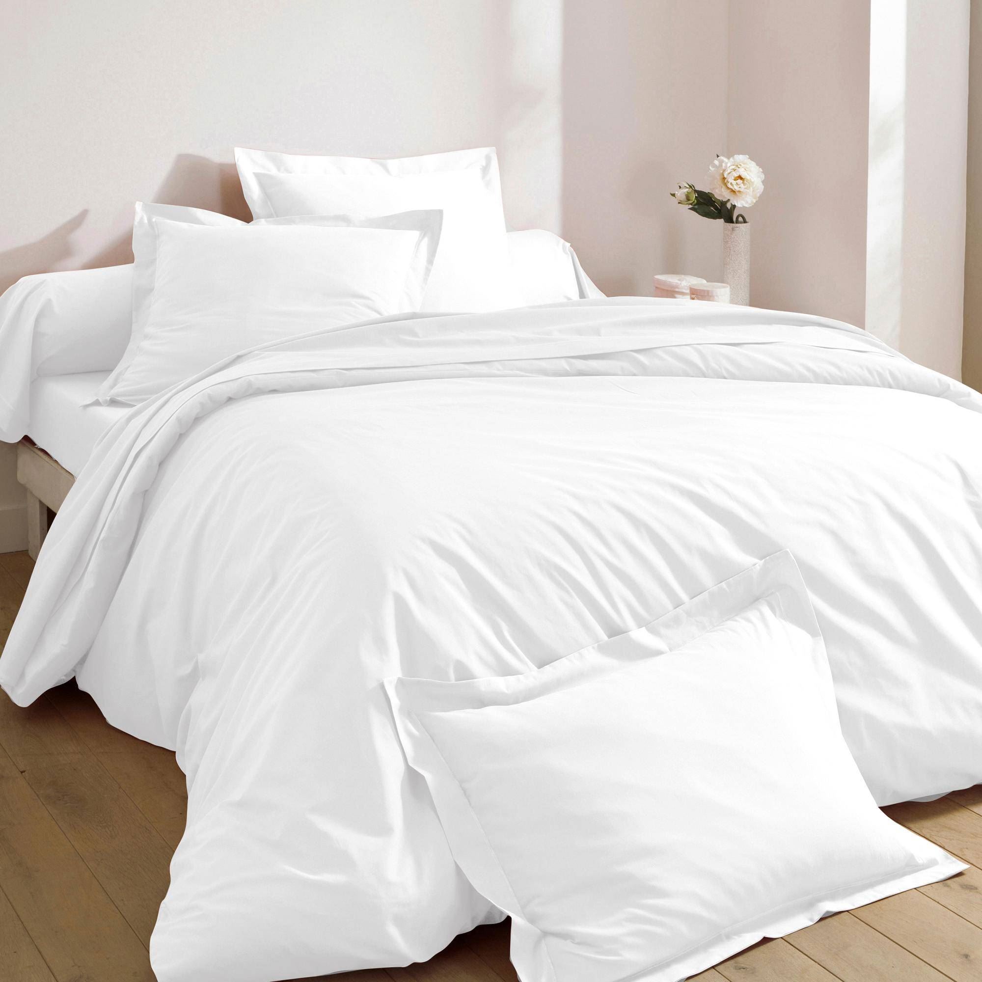 Housse de couette 240x220 en percale de coton blanc Housse de couette 240x220 en percale de coton blanc