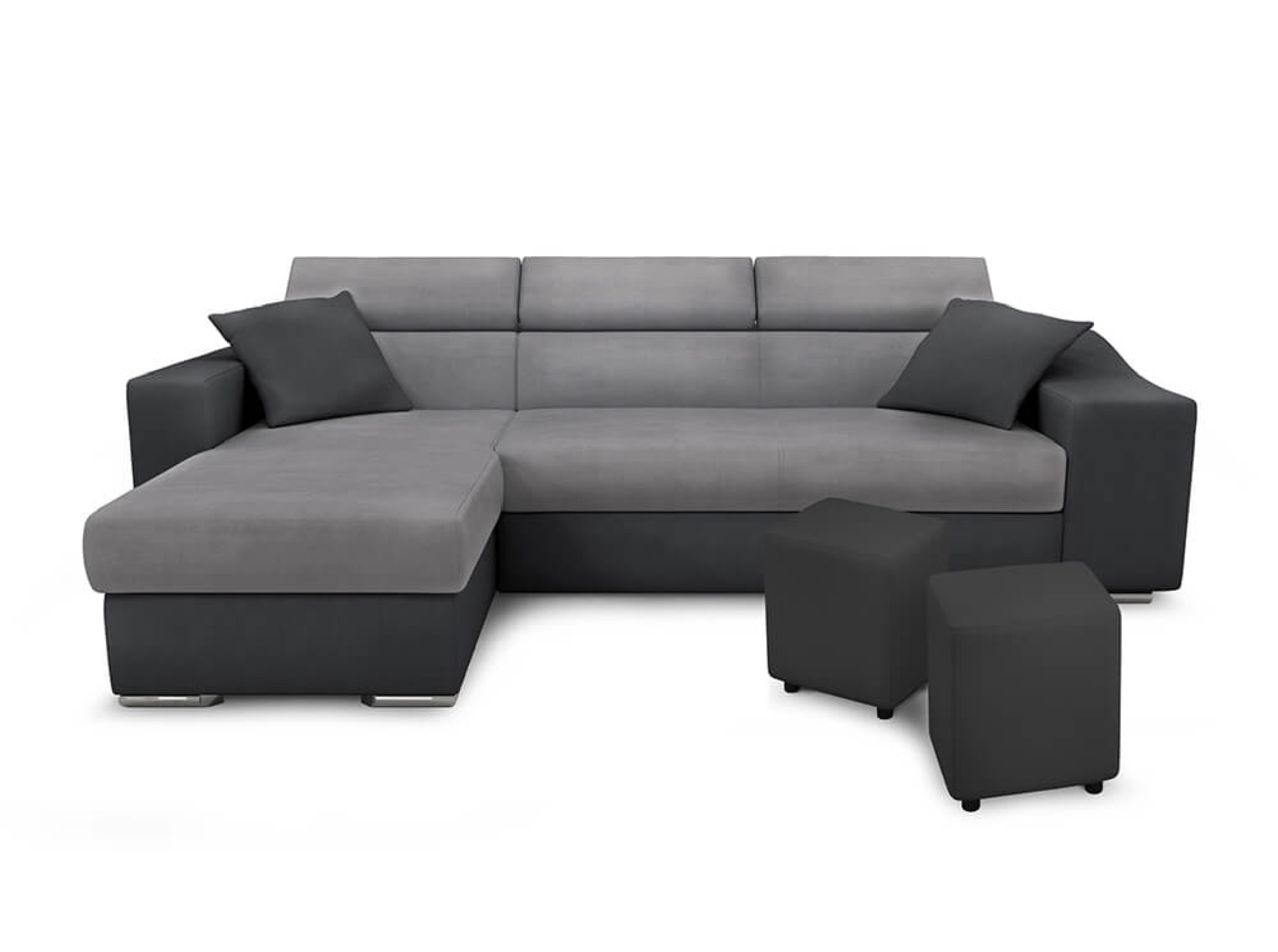 Canapé d'angle 4 places Gris Simili Moderne Confort Promotion