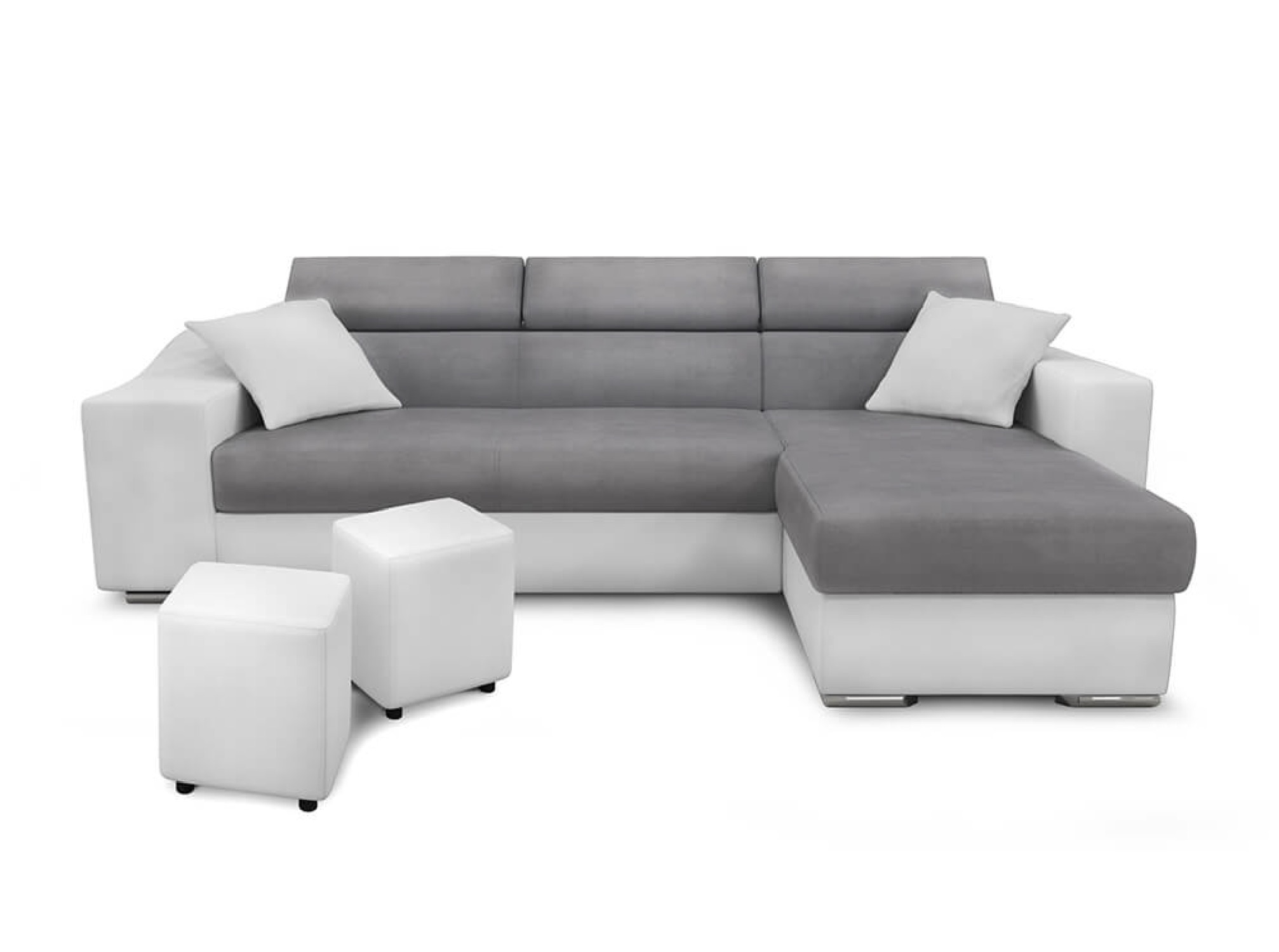 Canapé d'angle 4 places Blanc Simili Moderne Confort Promotion