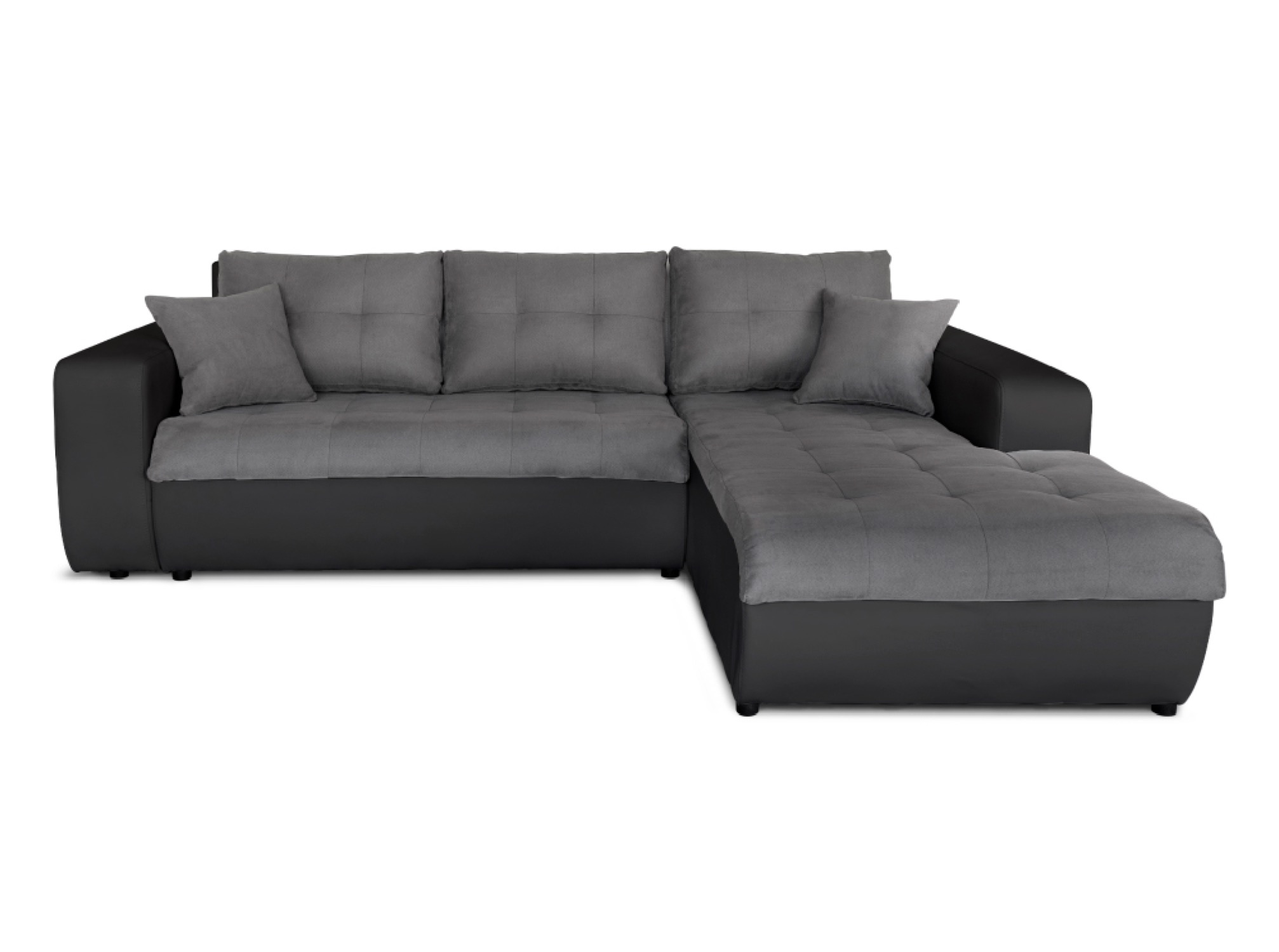 Canapé d’angle droit convertible 4 places gris/noir