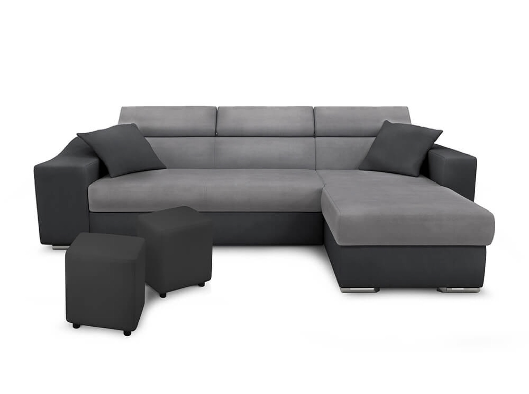 Canapé d'angle 4 places Gris Simili Moderne Confort Promotion