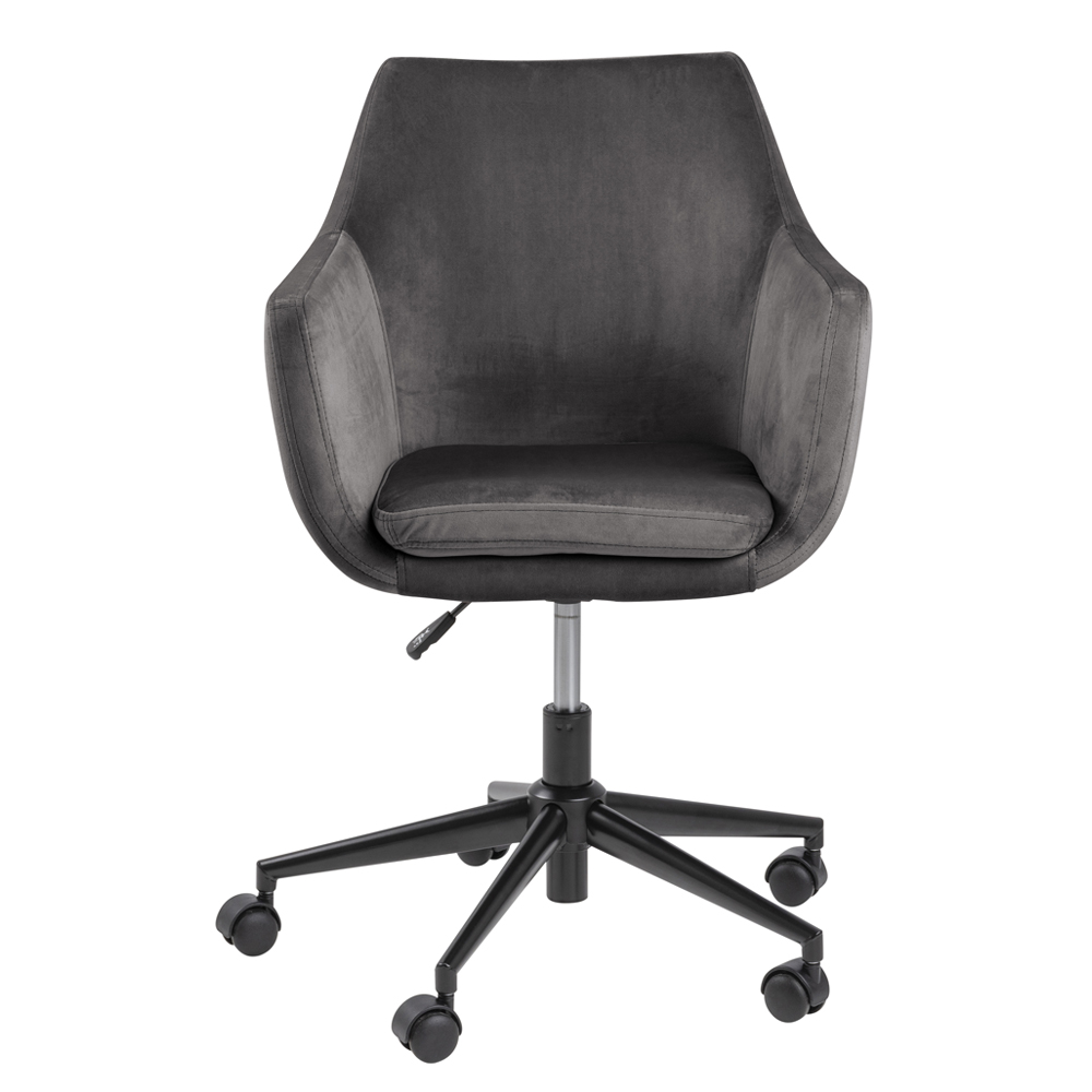 Chaise de bureau à roulettes en velours gris foncé Chaise de bureau à roulettes en velours gris foncé