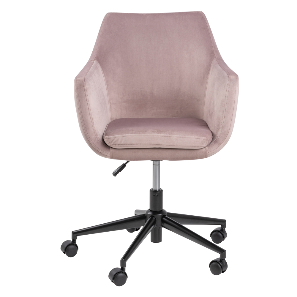 Chaise de bureau à roulettes en velours rose clair Chaise de bureau à roulettes en velours rose clair