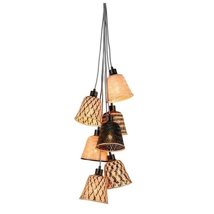 Suspension grappe en bambou 7 pendants