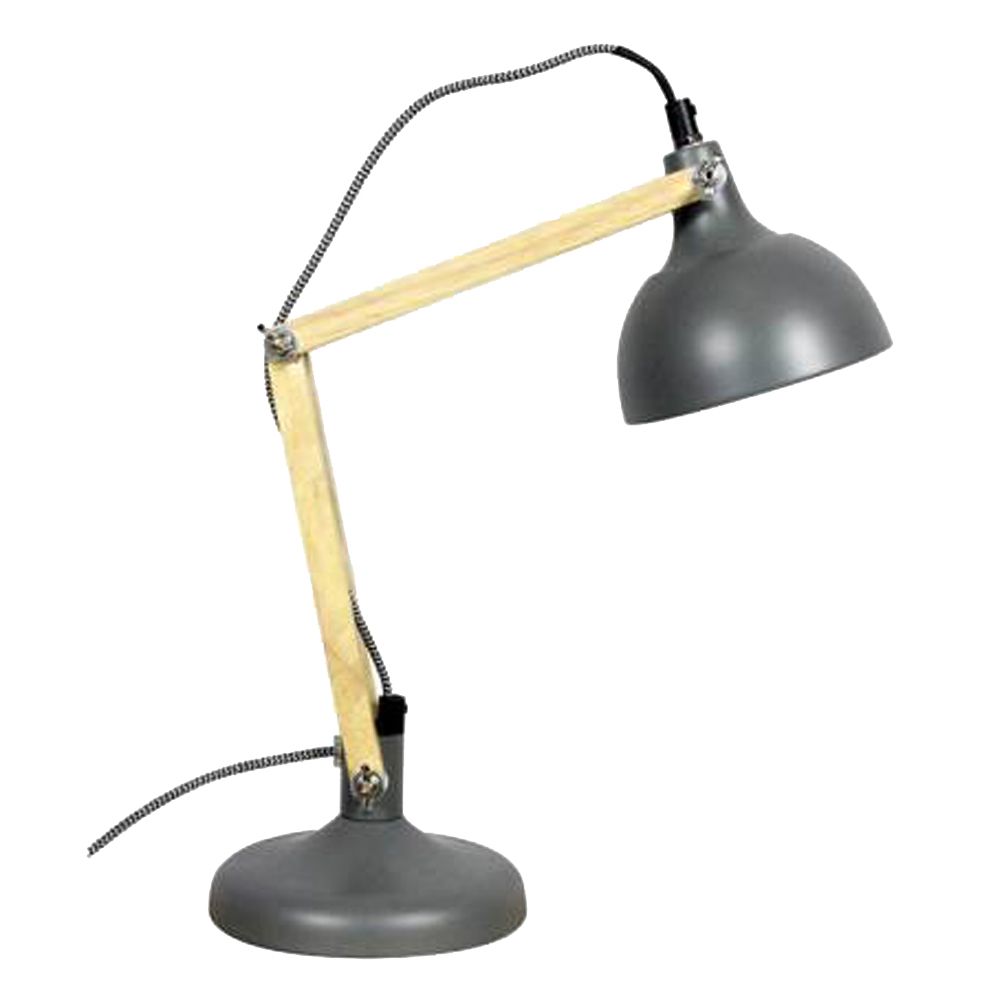 Lampe de table gris mat et bois Lampe de table gris mat et bois