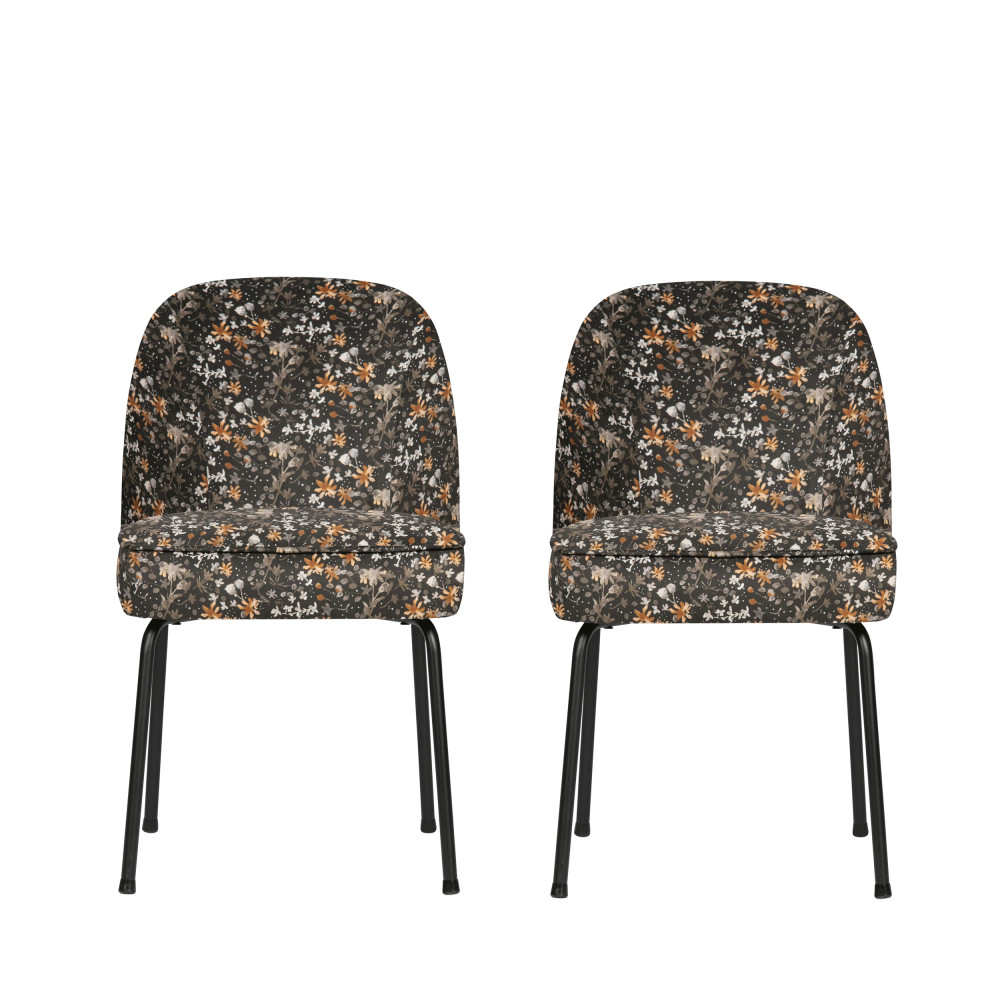 2 chaises design en velours multicolore (photo) 2 chaises design en velours multicolore