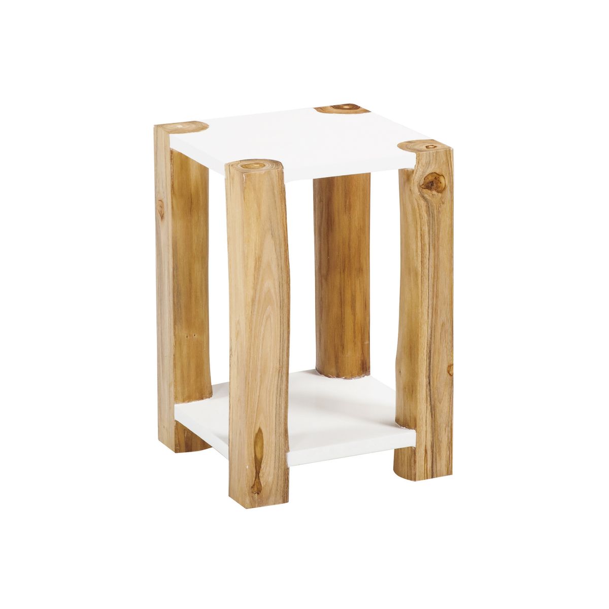 Bout de canapé en bois de teck blanc H45 Bout de canapé en bois de teck blanc H45