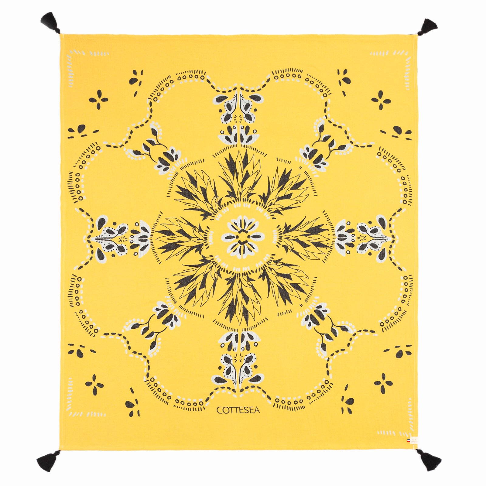 Drap de plage en coton biologique jaune 140 x 170 Drap de plage en coton biologique jaune 140 x 170