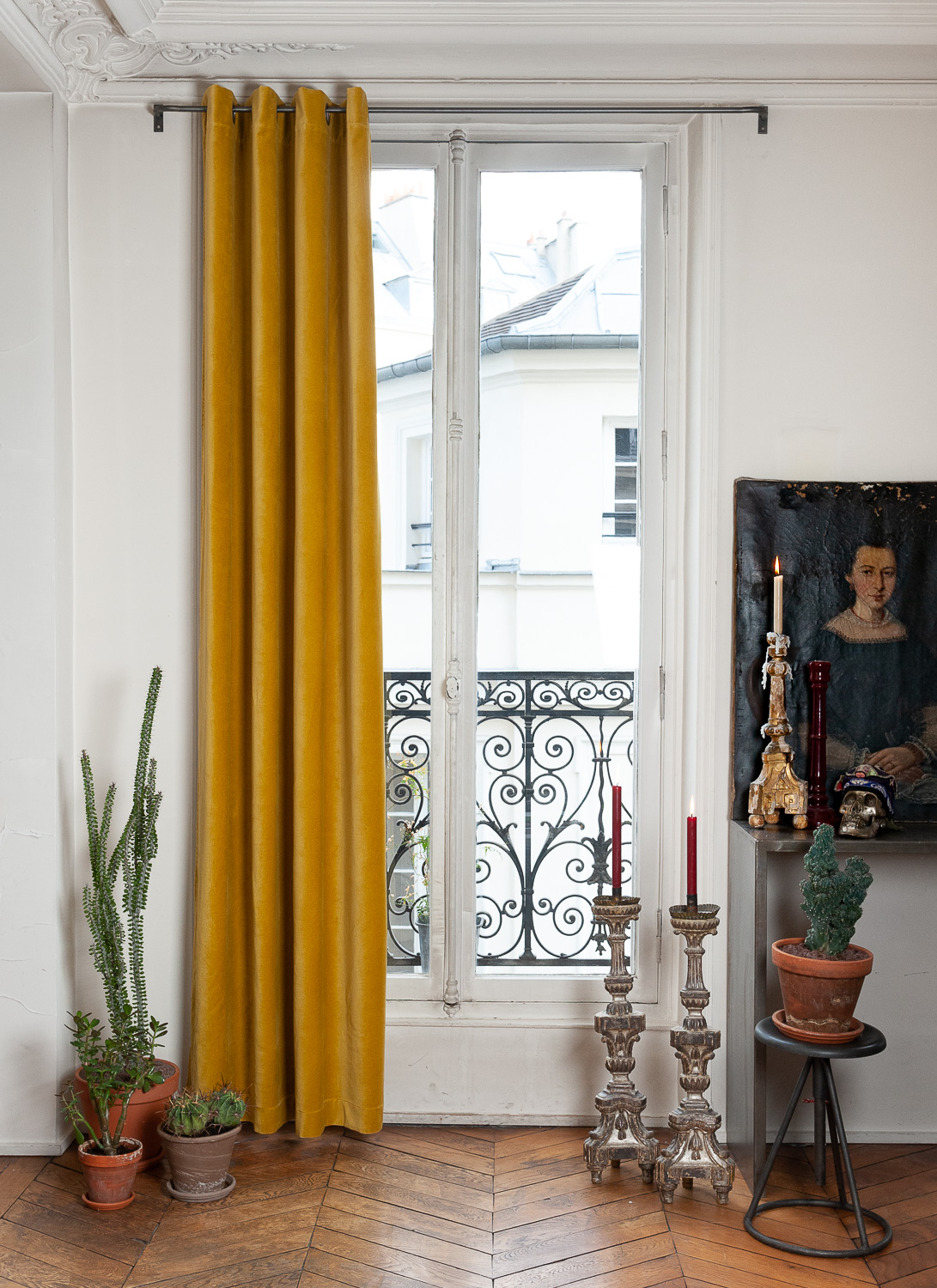 Rideau en velours de coton doublé 135x280 cm jaune Rideau en velours de coton doublé 135x280 cm jaune