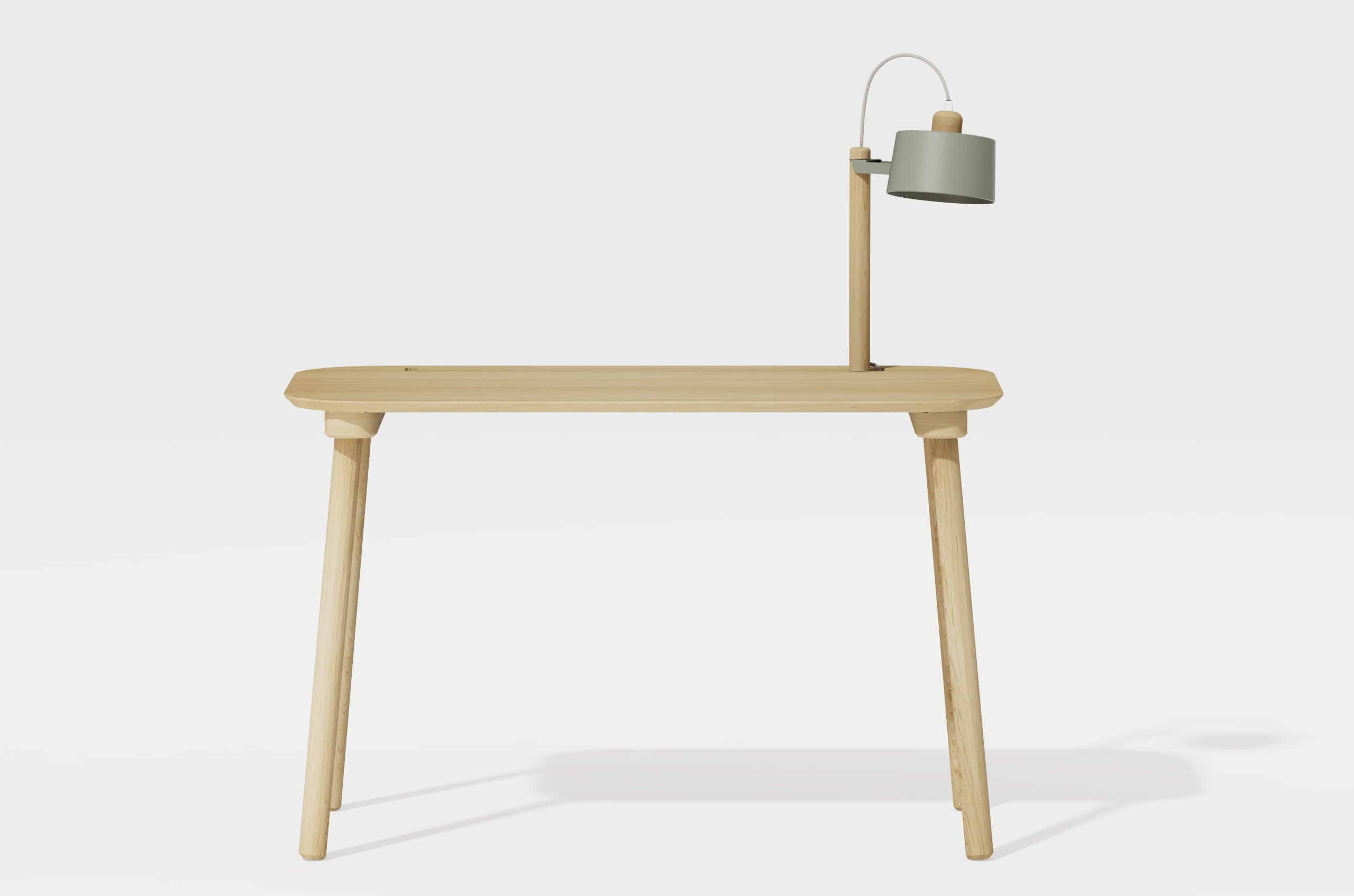 Bureau en chêne avec lampe vert