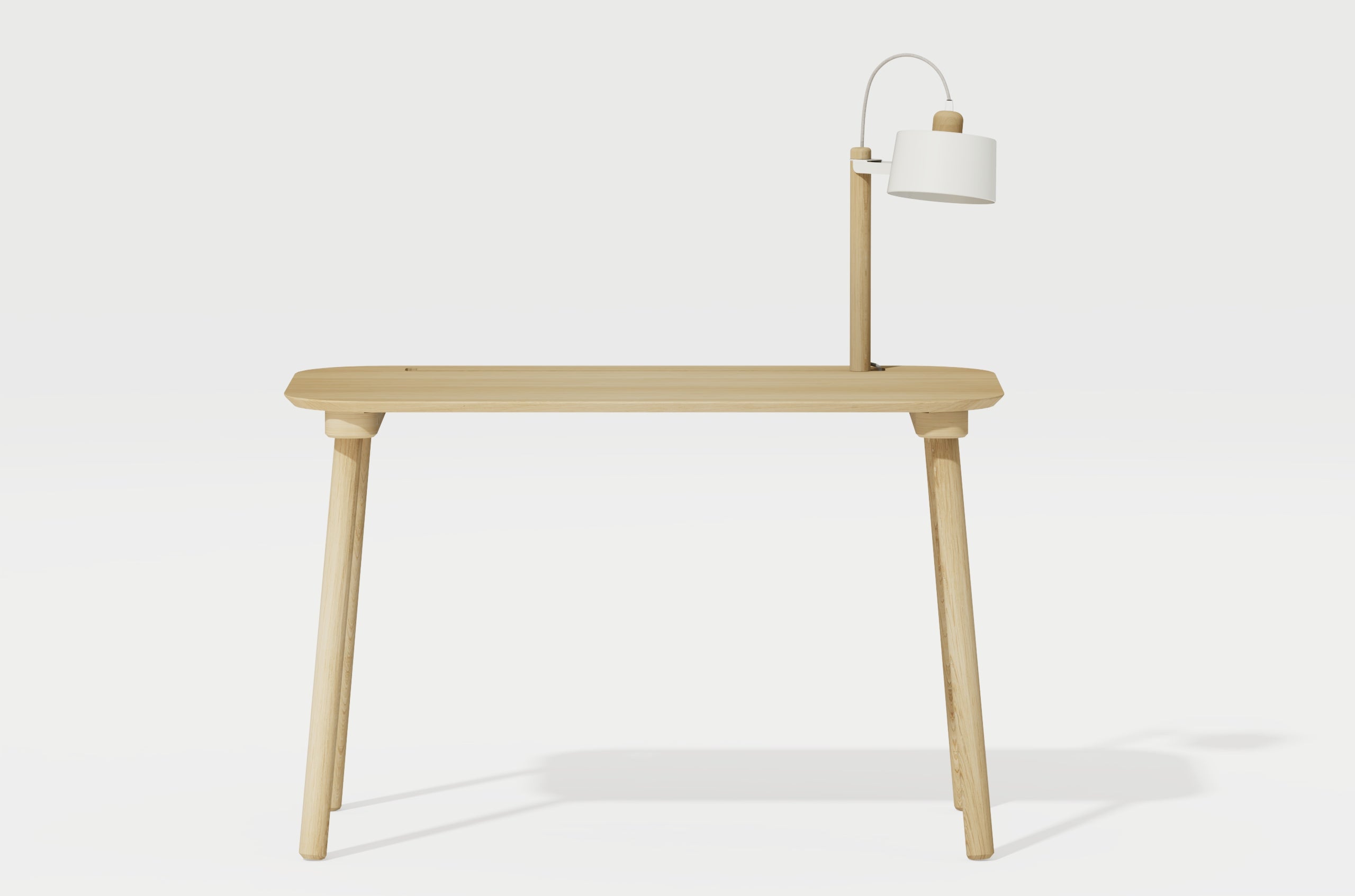 Bureau en chêne avec lampe blanc