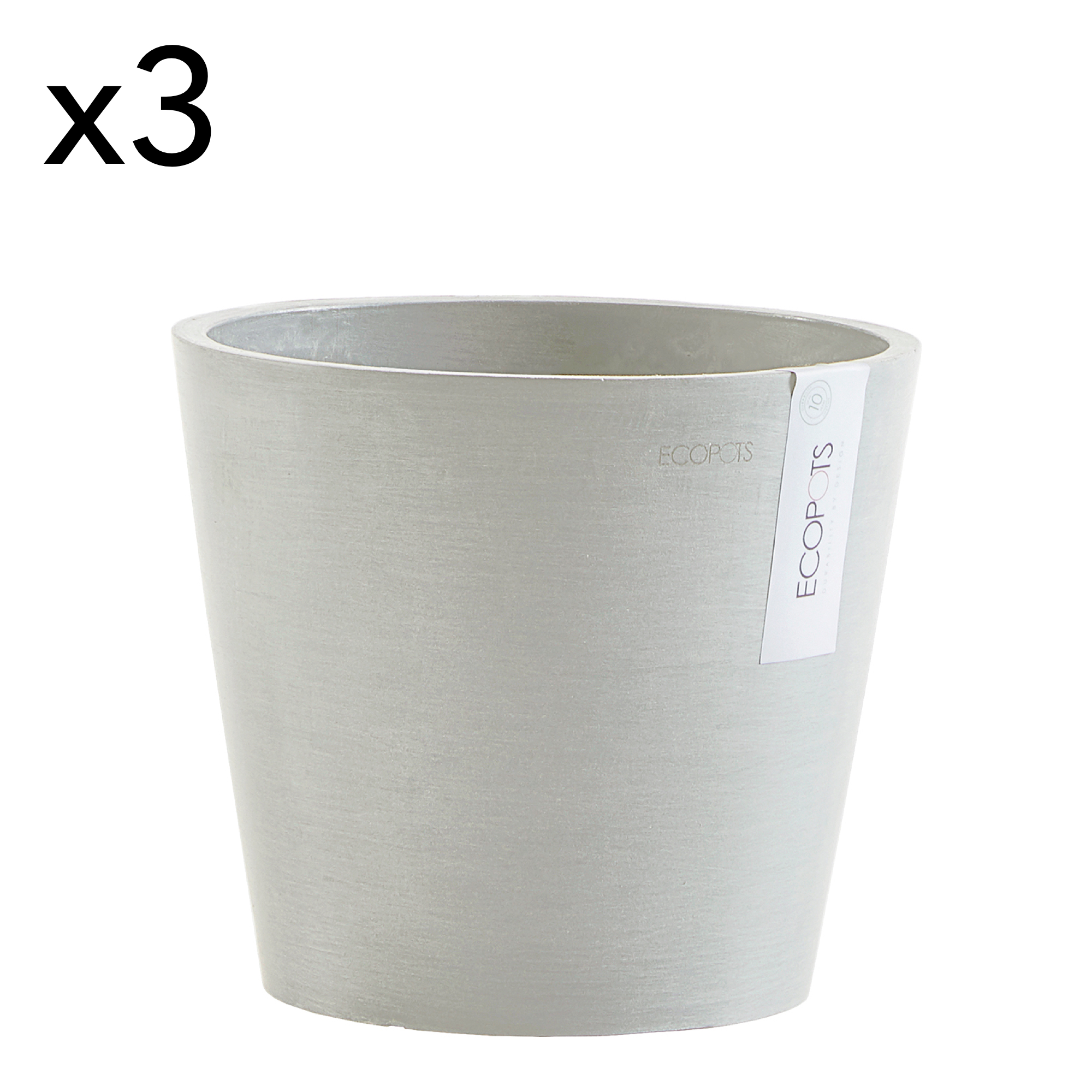 Lot de 3 pots de fleurs blanc gris D20