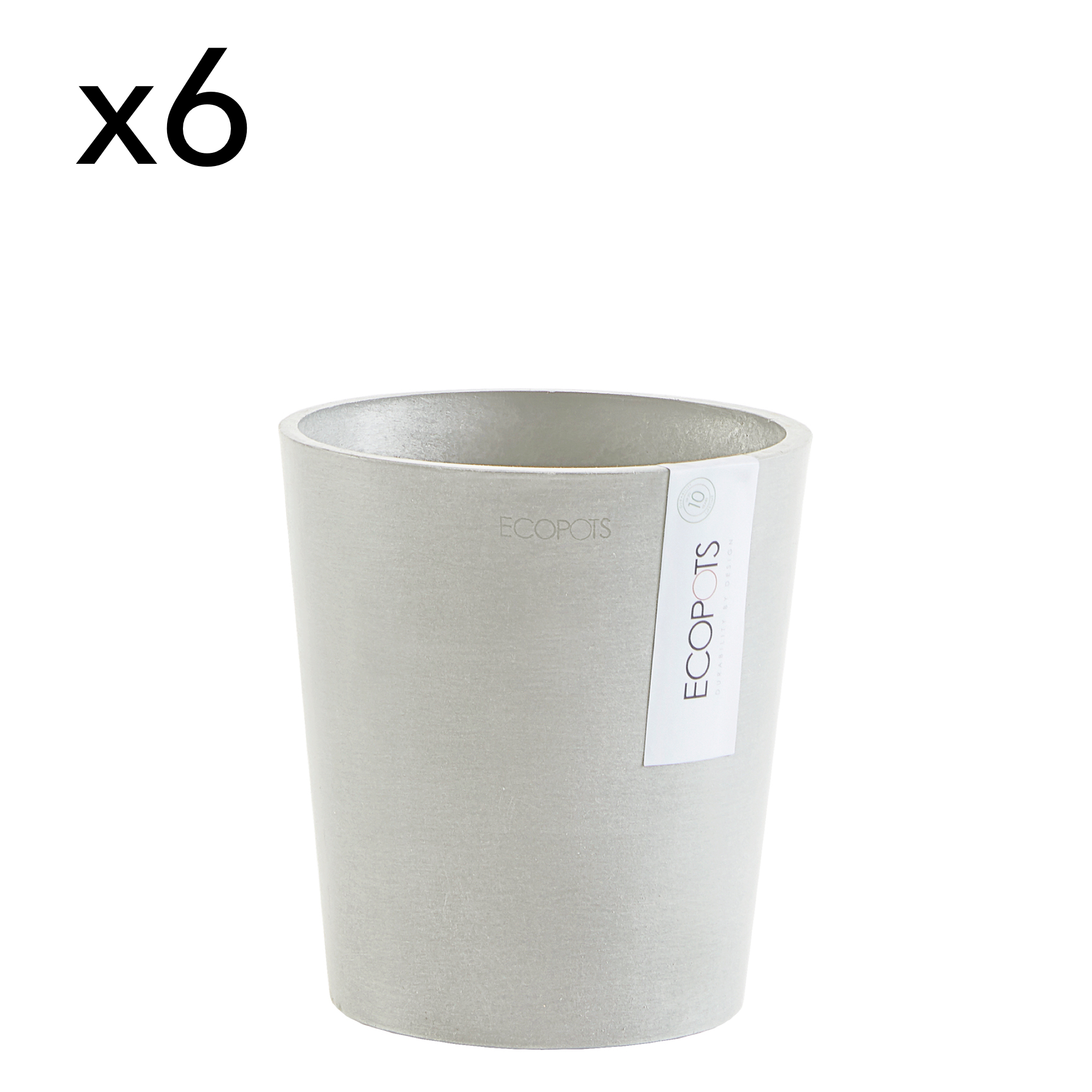 Lot de 6 pots de fleurs blanc gris D14
