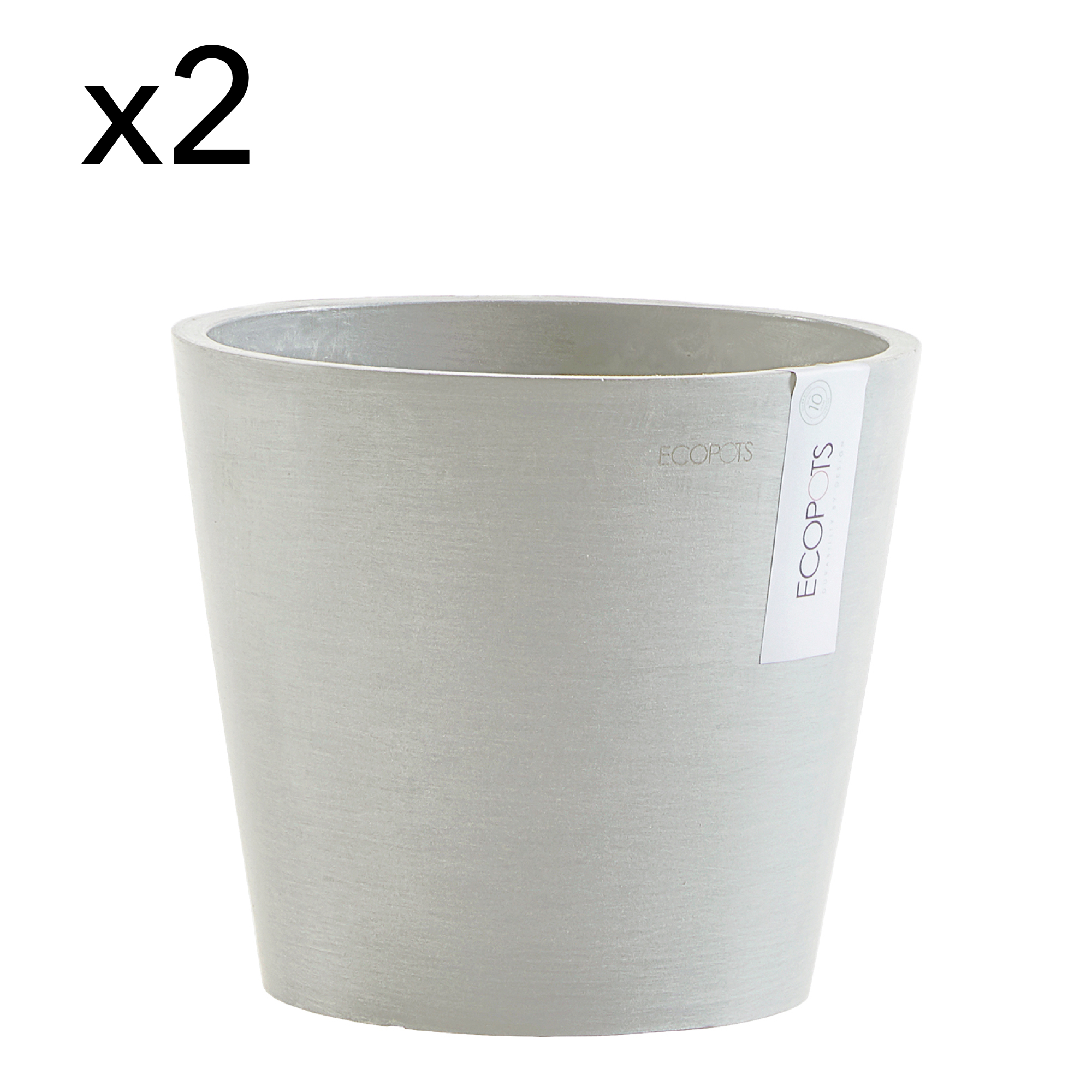 Lot de 2 pots de fleurs blanc gris D20
