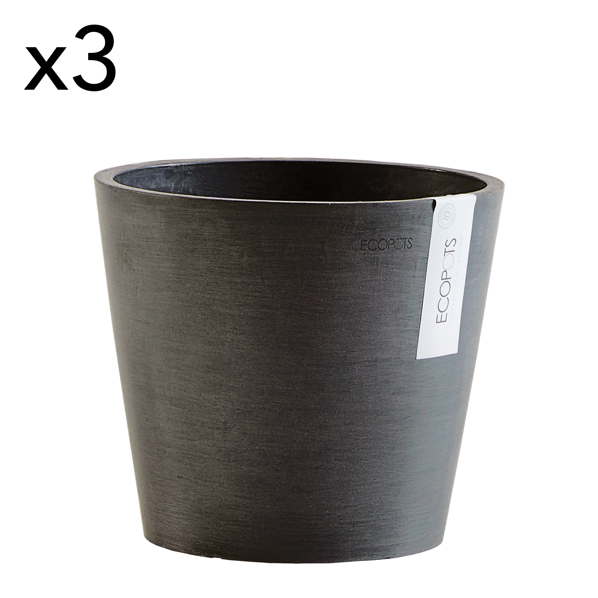 Lot de 3 pots de fleurs noir D20 (photo) Lot de 3 pots de fleurs noir D20