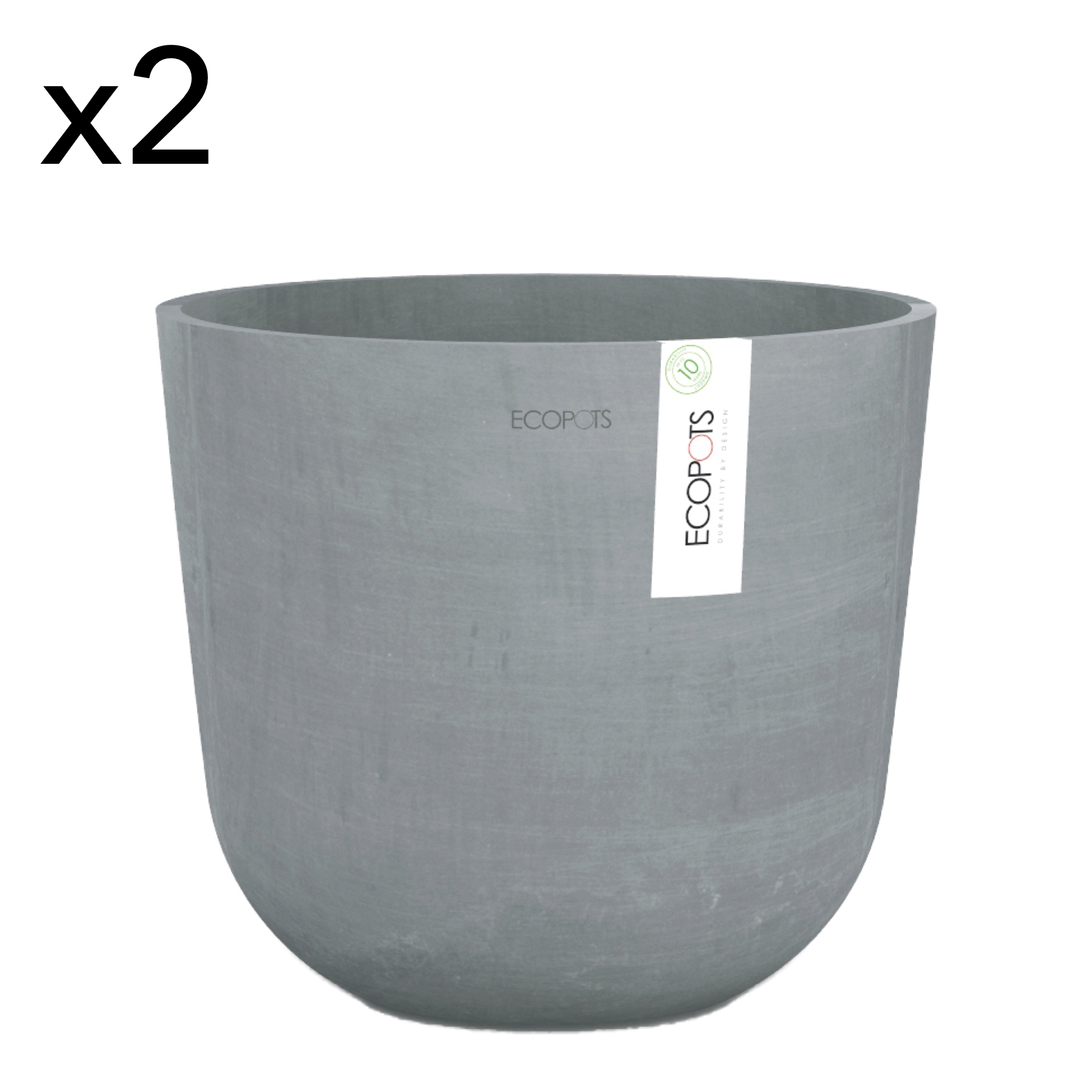 Lot de 2 pots de fleurs bleu gris D25