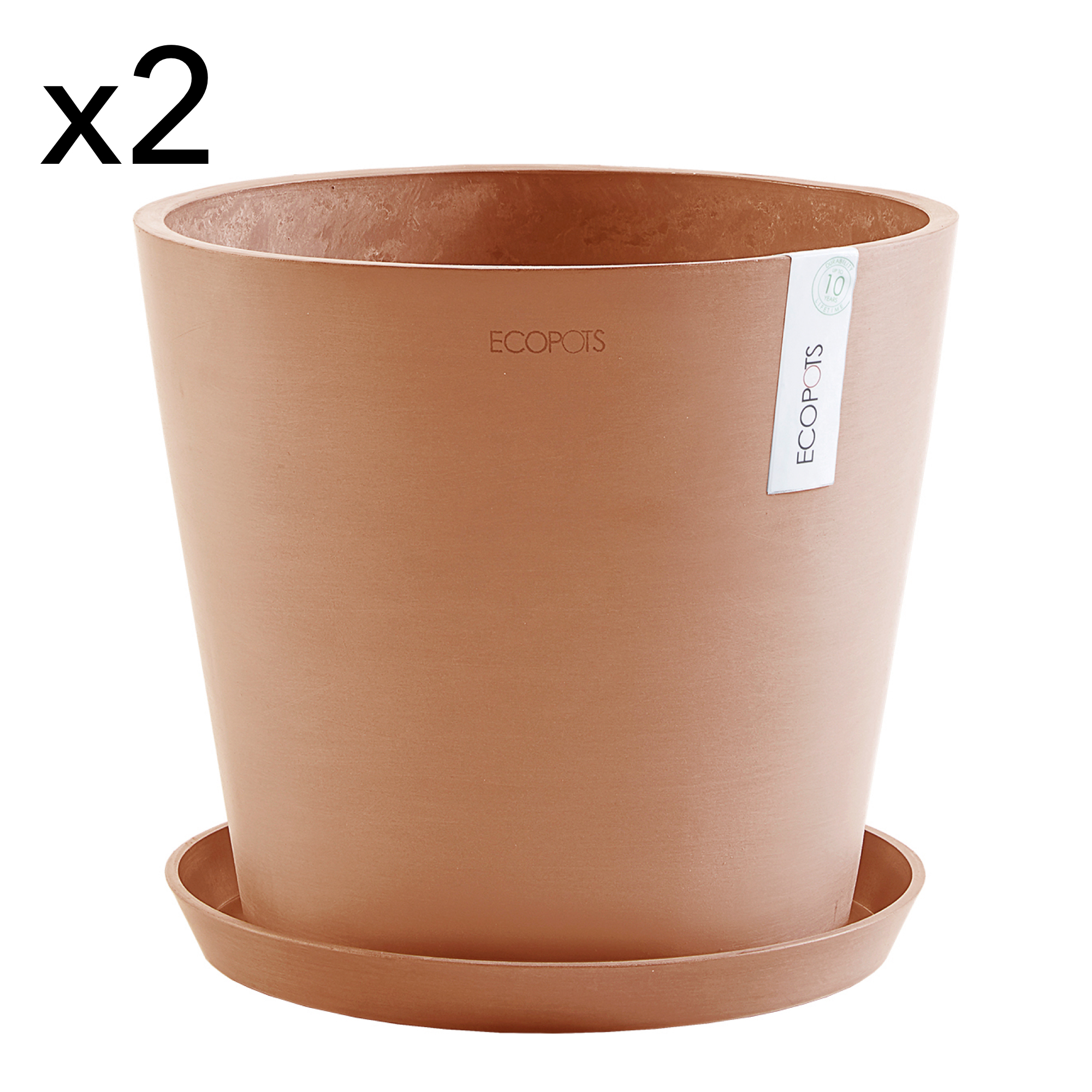 Lot de 2 pots de fleurs avec soucoupe terracotta D30 Lot de 2 pots de fleurs avec soucoupe terracotta D30