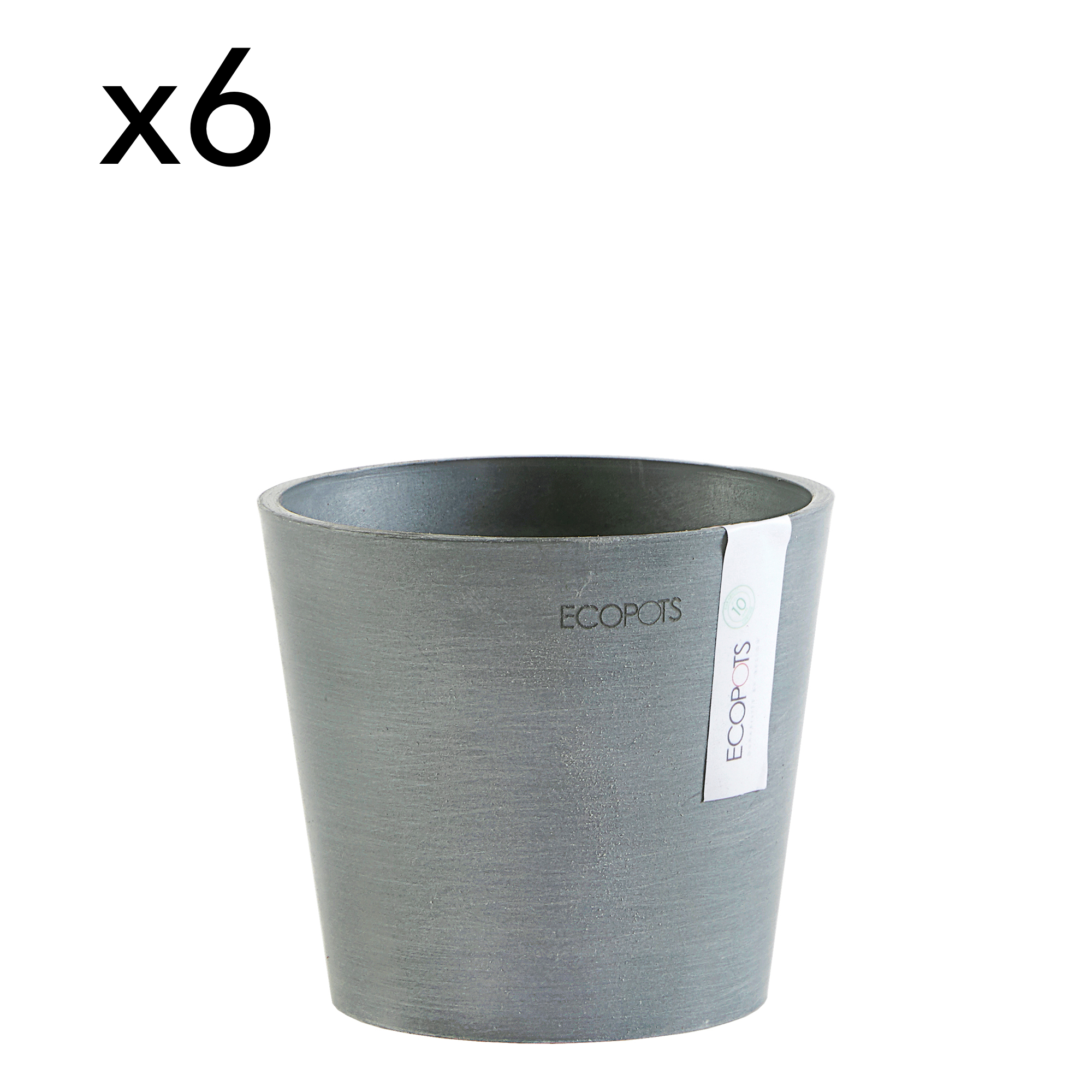 Lot de 6 pots de fleurs bleu gris D13