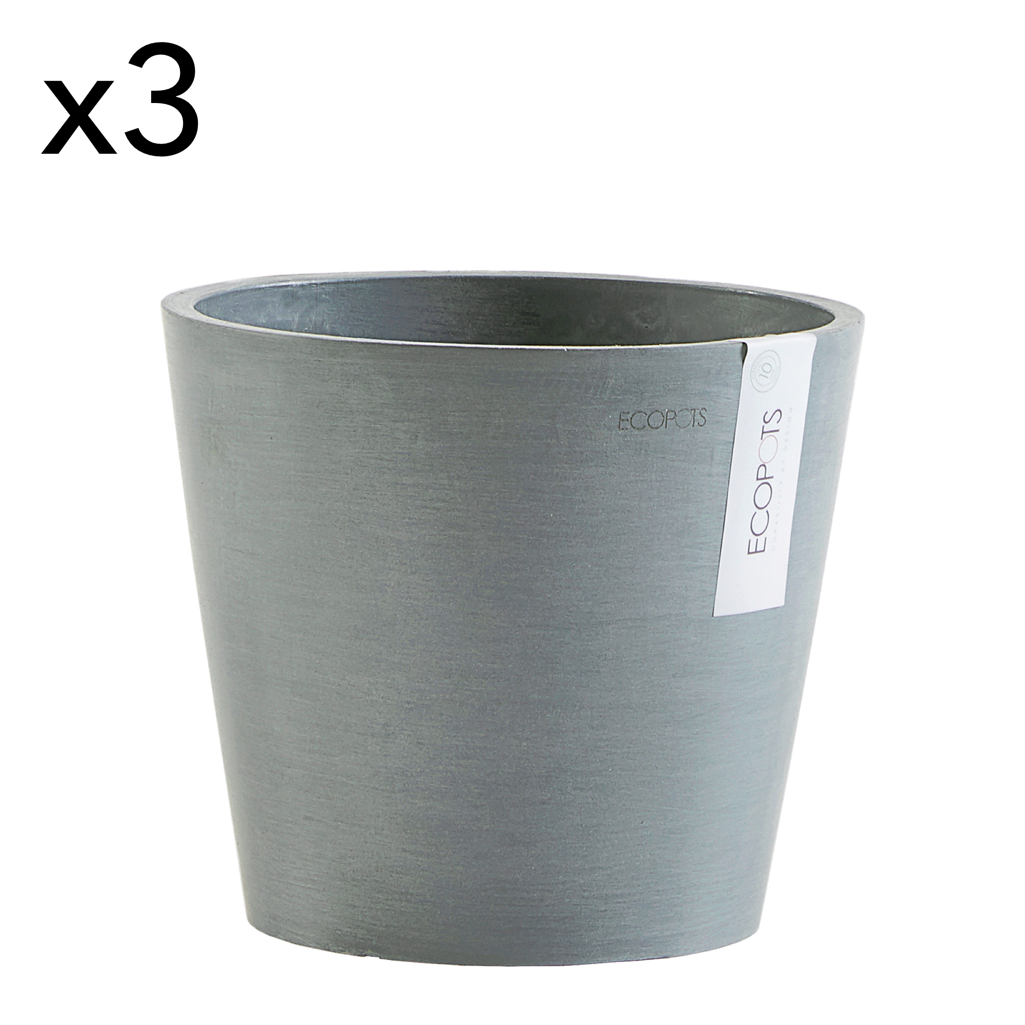 Pots de fleurs bleu gris D20 - lot de 3