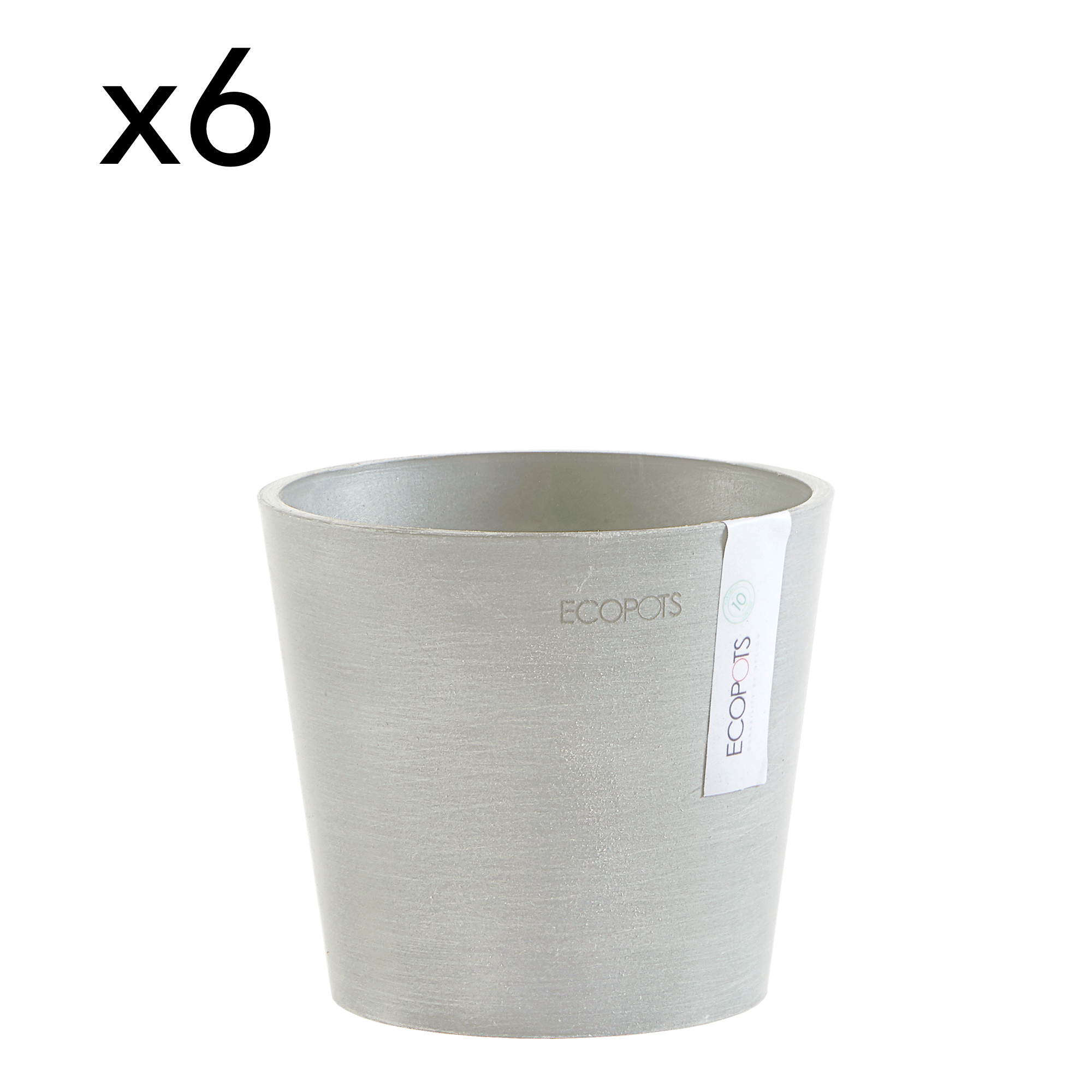 Lot de 6 pots de fleurs blanc gris D13