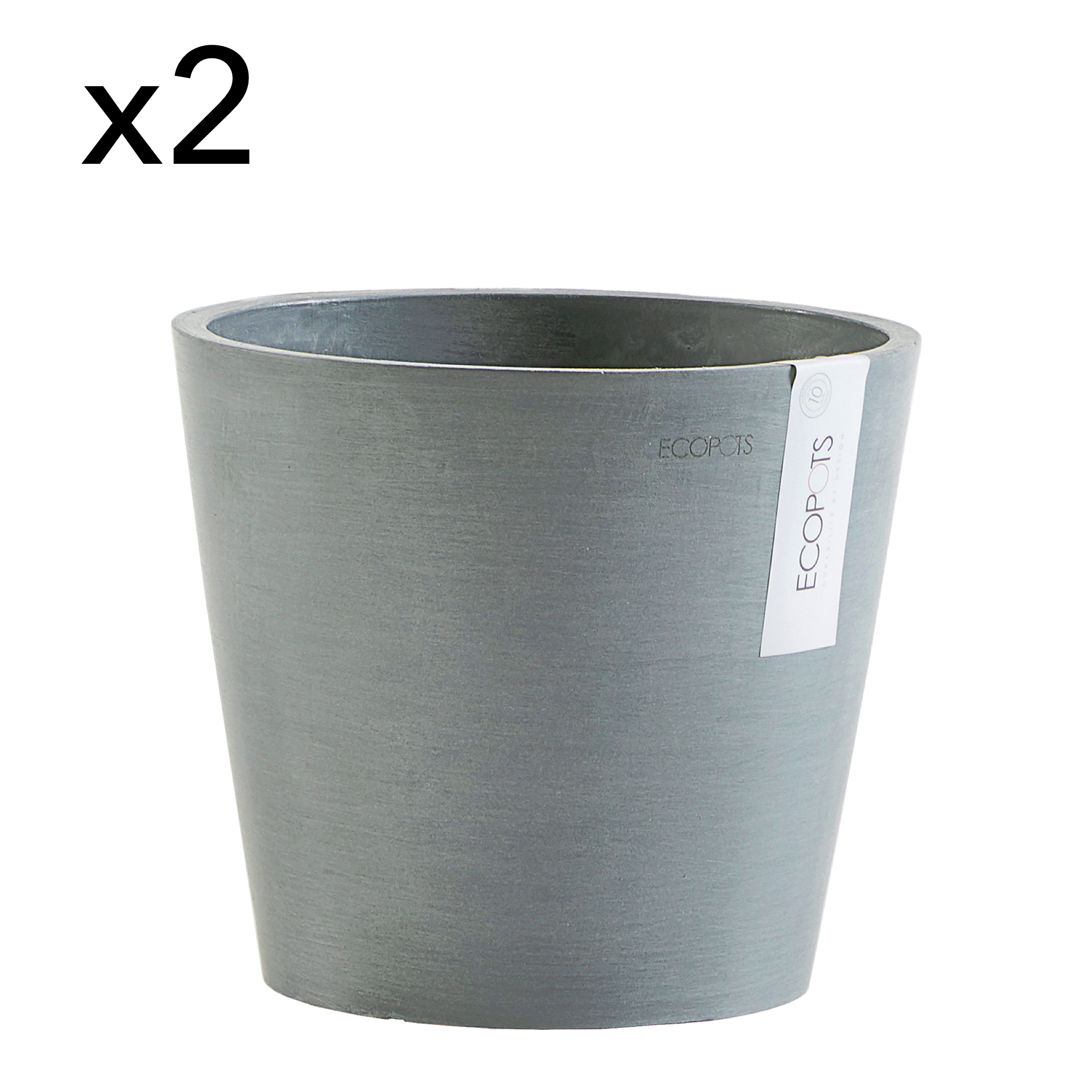 Lot de 2 pots de fleurs bleu gris D20