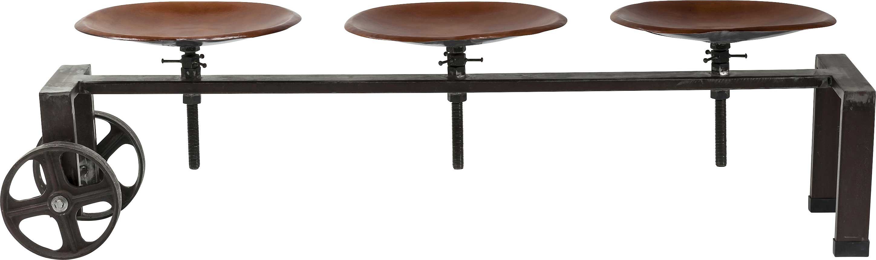 Banc 3 places en fer et cuir (photo) Banc 3 places en fer et cuir