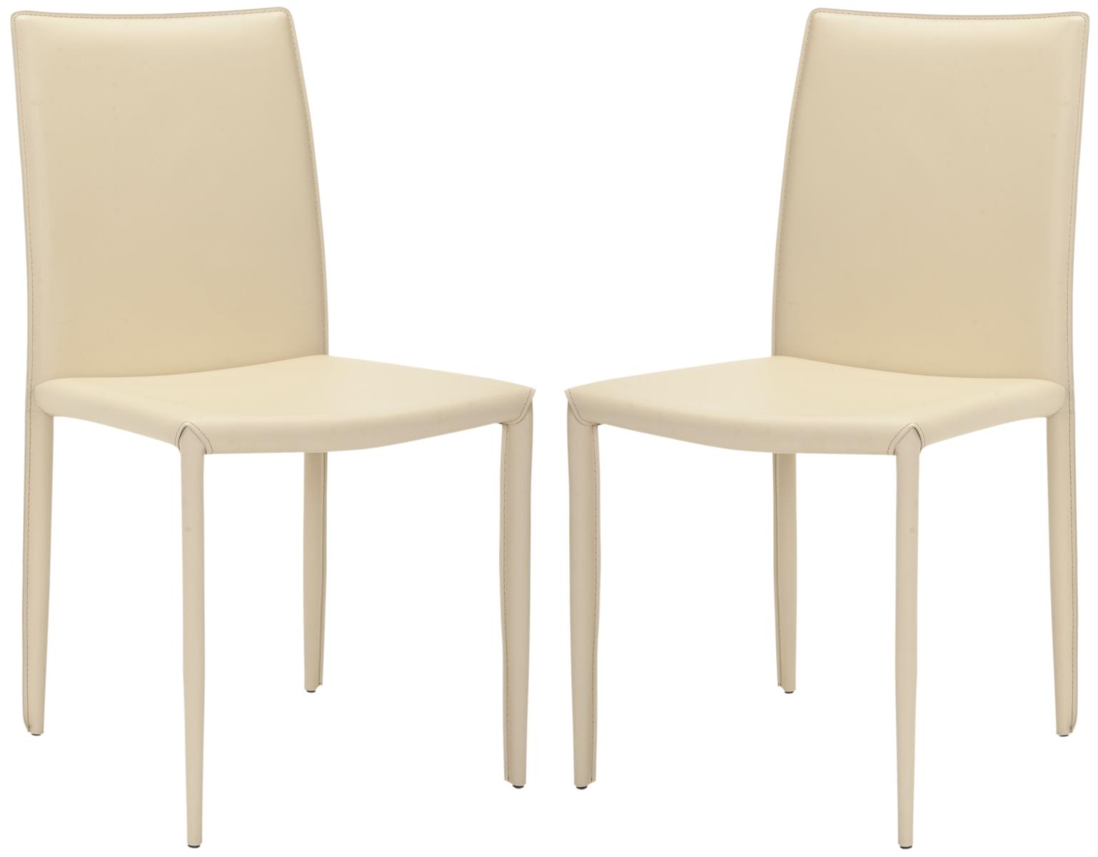 Chaise de table en métal et cuir crème (x2) Chaise de table en métal et cuir crème (x2)