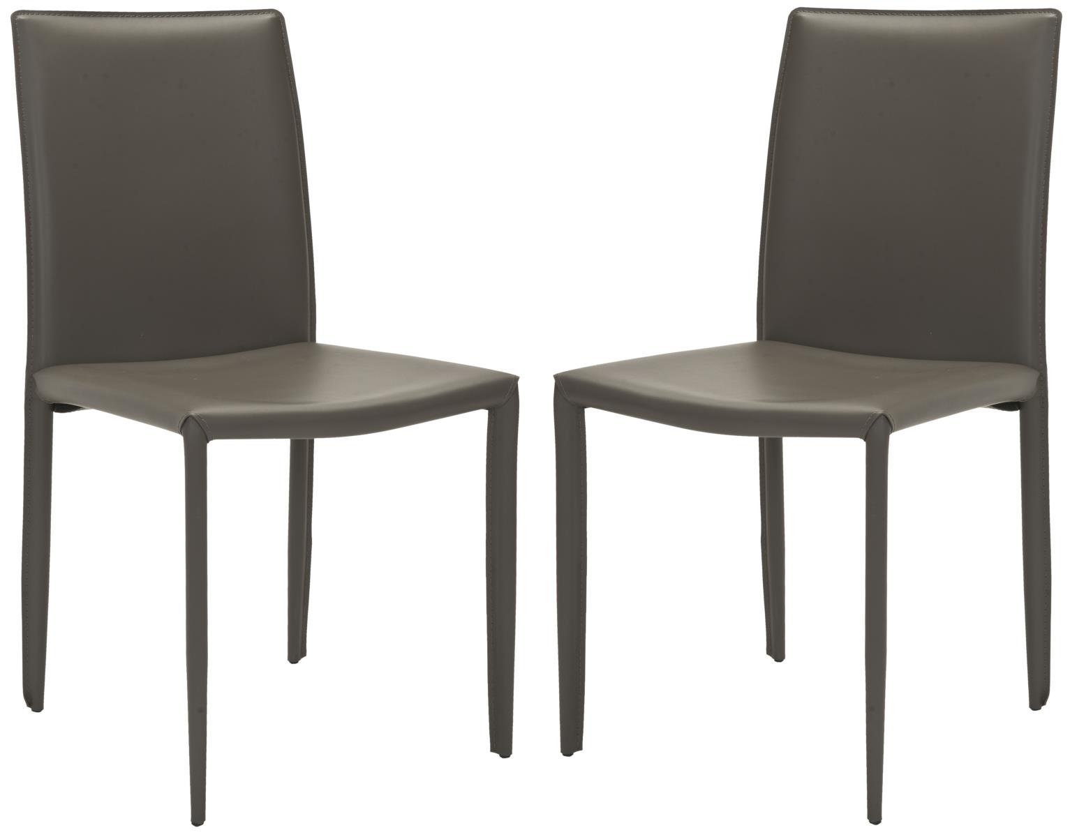 Chaise de table en métal et cuir gris charbon (x2)