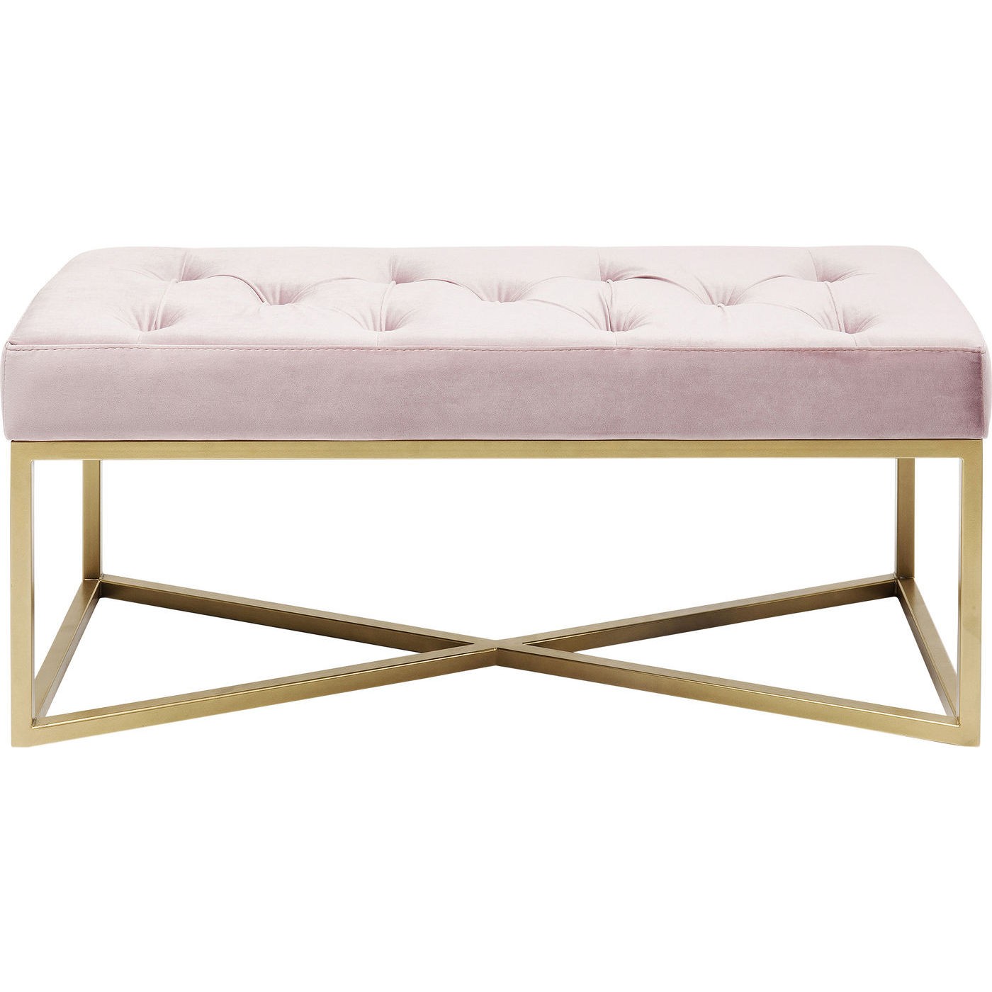 Banc 1 place velours rose et acier doré (photo) Banc 1 place velours rose et acier doré
