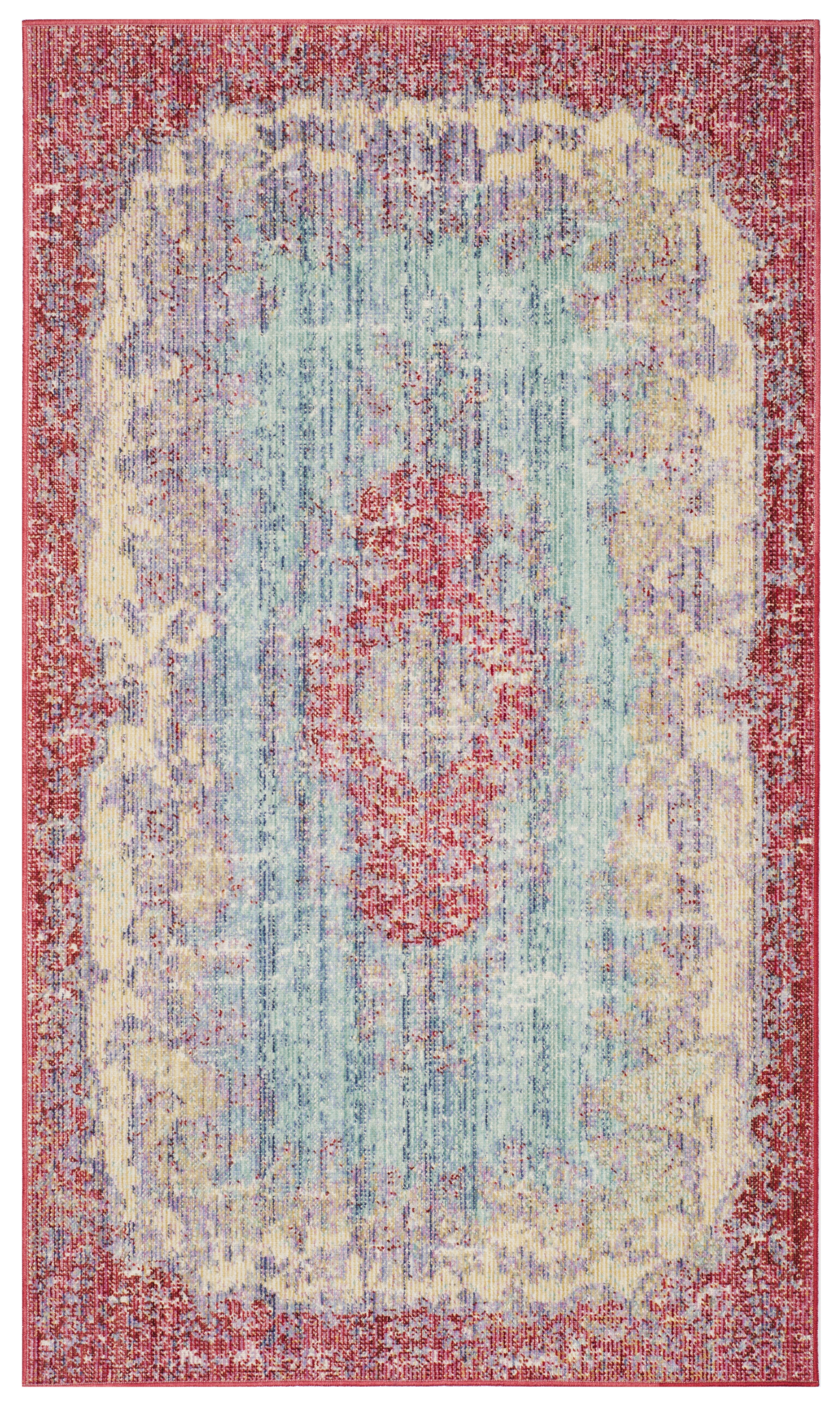 Tapis de salon interieur en bleu ciel & fuchsia, 122 x 183 cm Tapis de salon interieur en bleu ciel & fuchsia, 122 x 183 cm