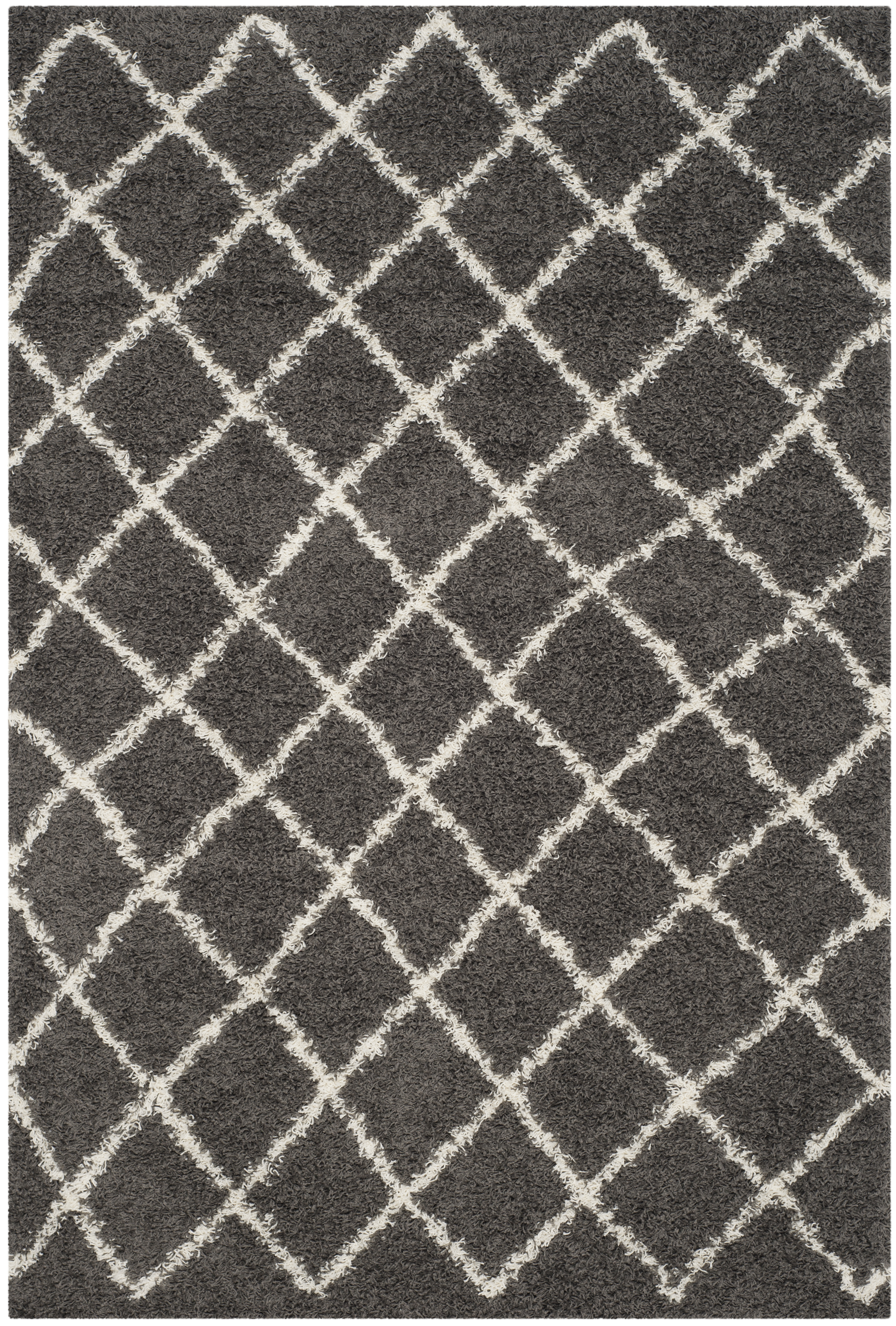 Tapis de salon contemporain gris foncé et ivoire 182x274 Tapis de salon contemporain gris foncé et ivoire 182x274