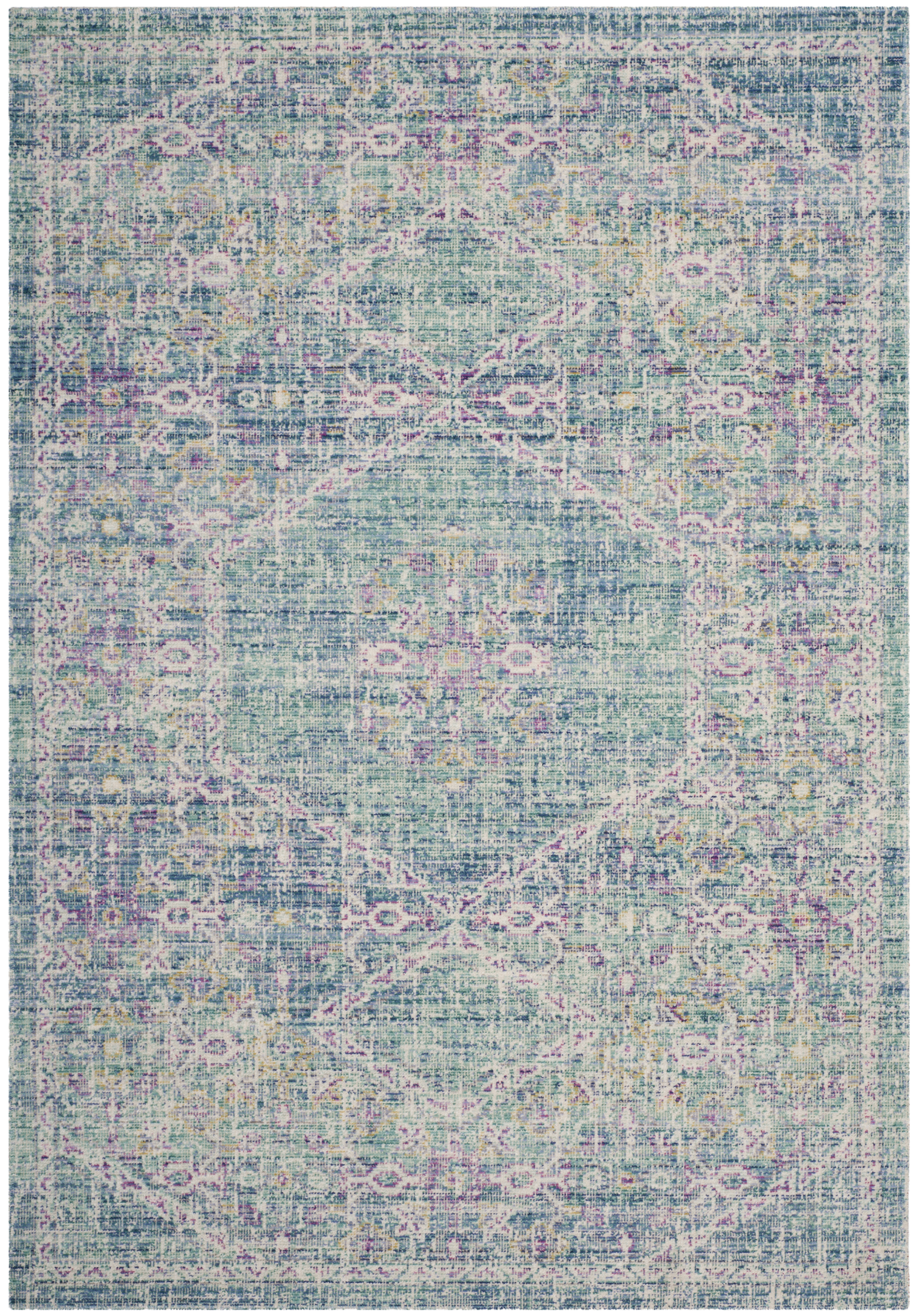 Tapis de salon d'inspiration vintage bleu et multicolore 160x230 Tapis de salon d'inspiration vintage bleu et multicolore 160x230