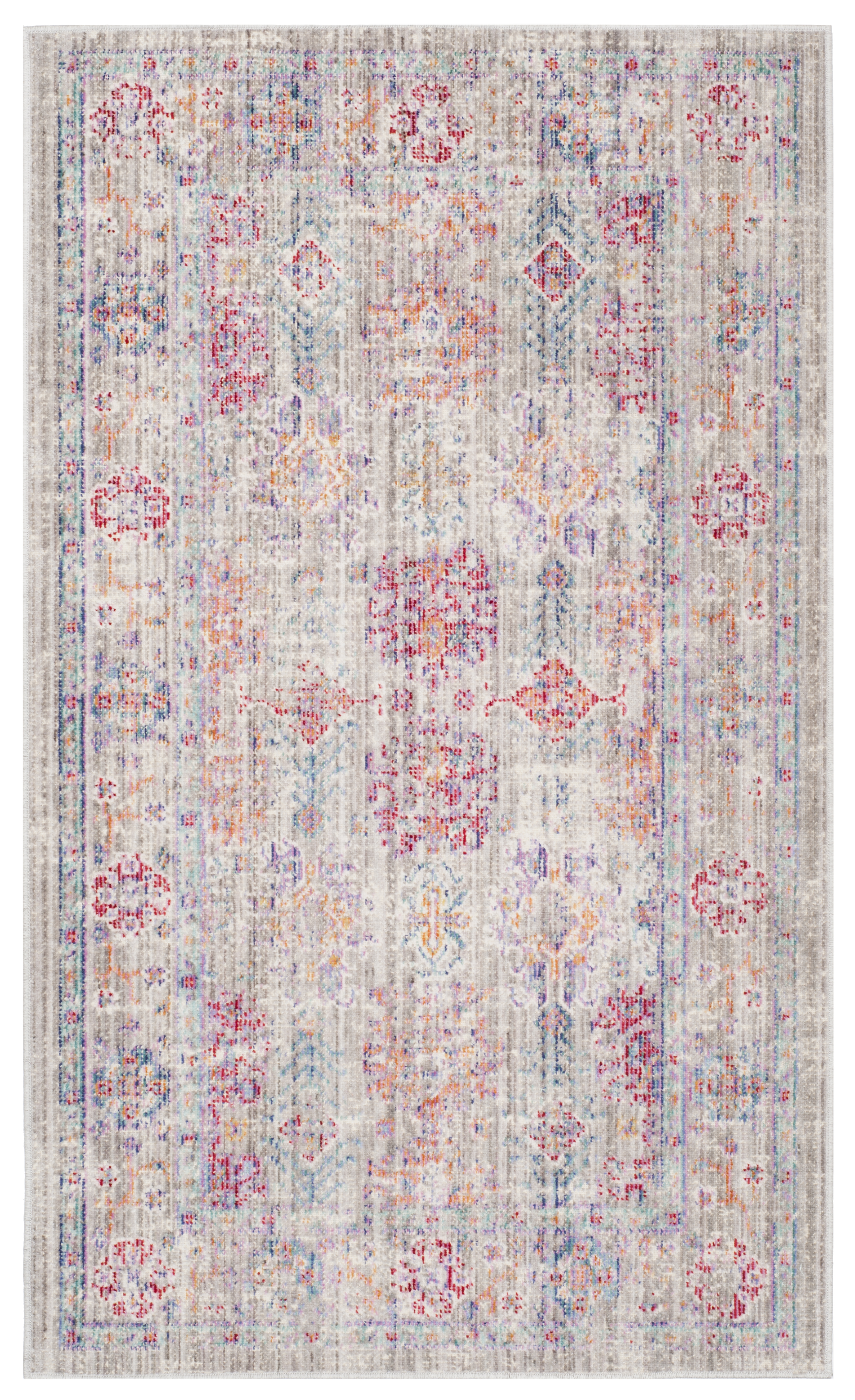 Tapis de salon d'inspiration vintage gris et fuchsia 120x180 Tapis de salon d'inspiration vintage gris et fuchsia 120x180