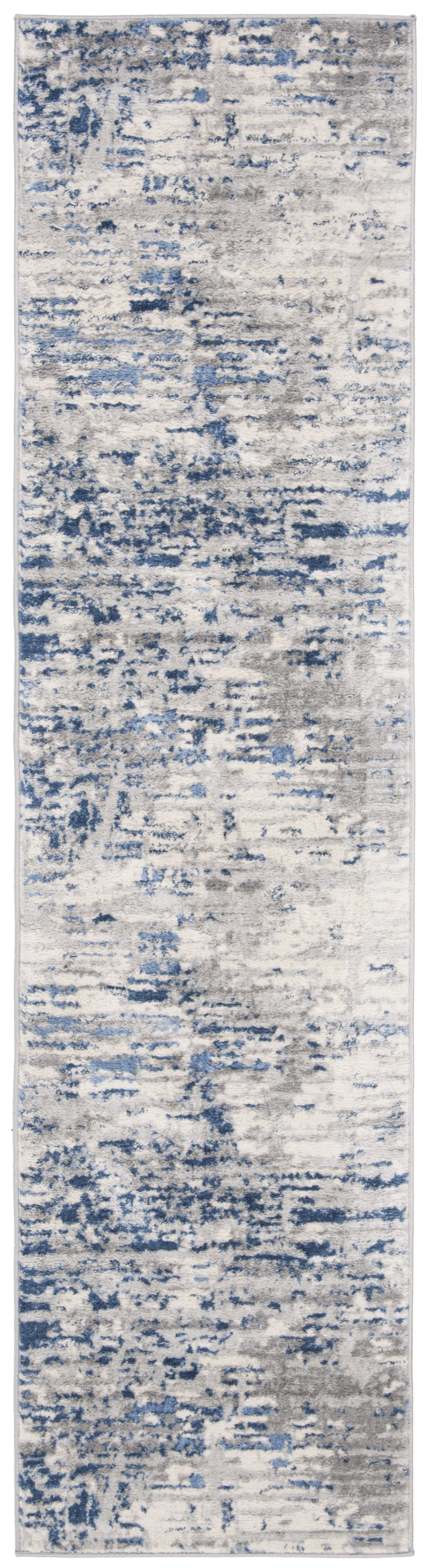 Tapis de salon interieur en  ivoire & bleu, 61 x 244 cm