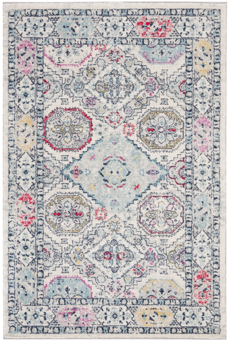 Tapis de salon interieur en gris clair & fuchsia, 160 x 229 cm Tapis de salon interieur en gris clair & fuchsia, 160 x 229 cm