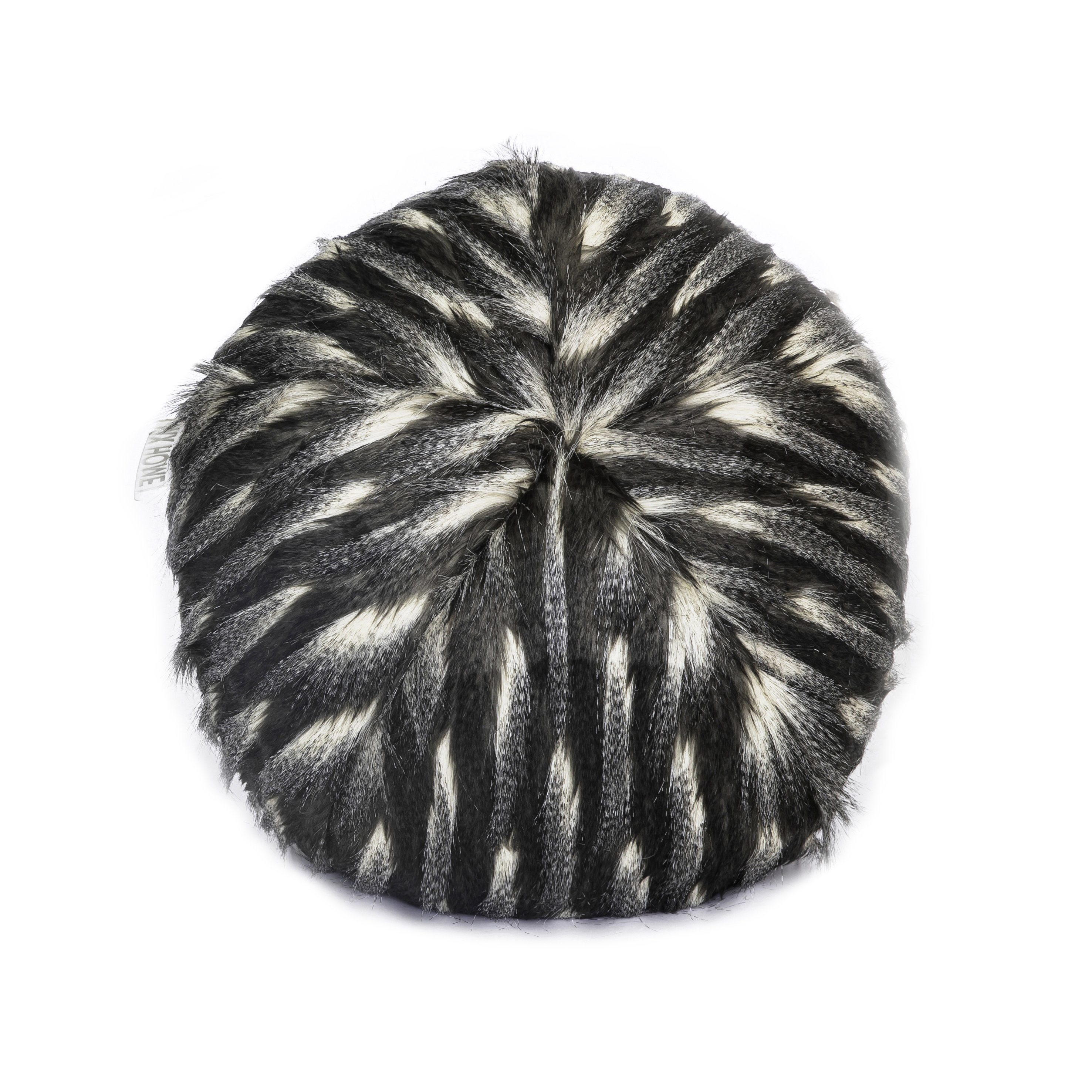 Coussin balle en fausse fourrure noire et blanche Coussin balle en fausse fourrure noire et blanche