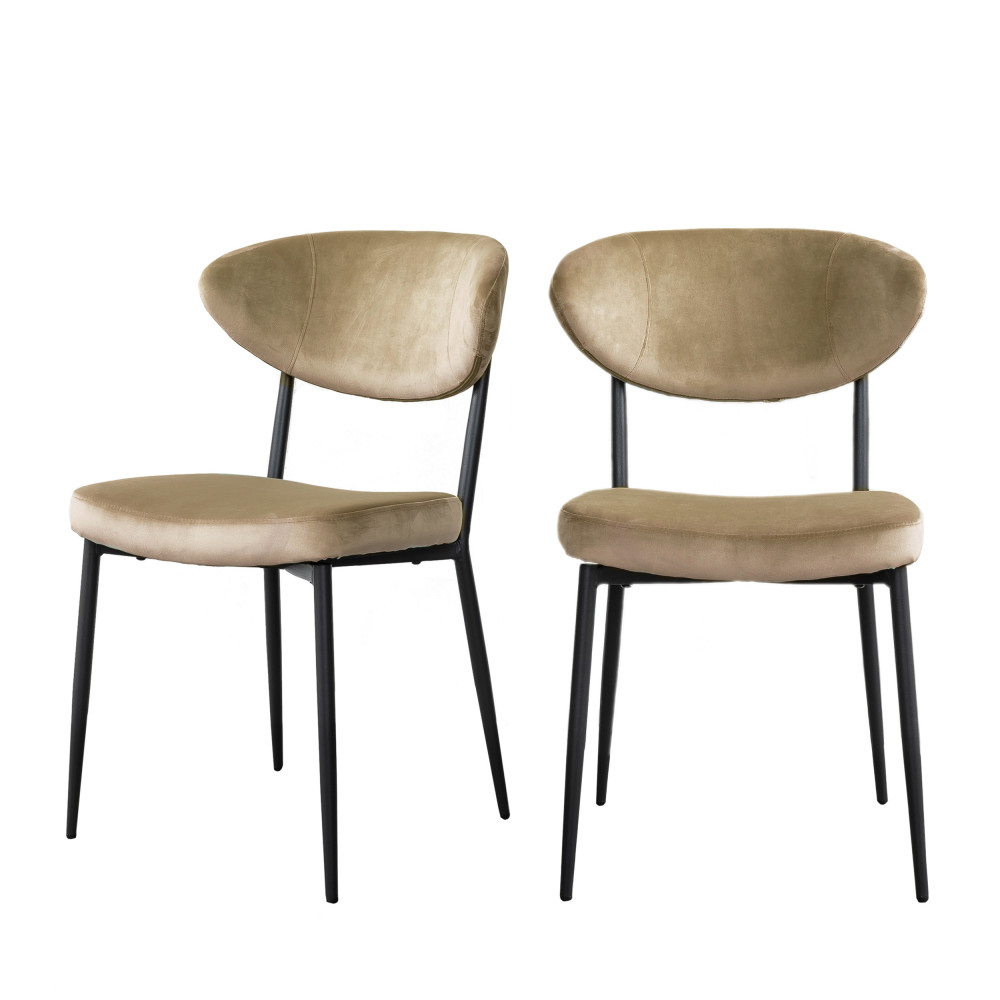 2 chaises en métal et velours beige 2 chaises en métal et velours beige