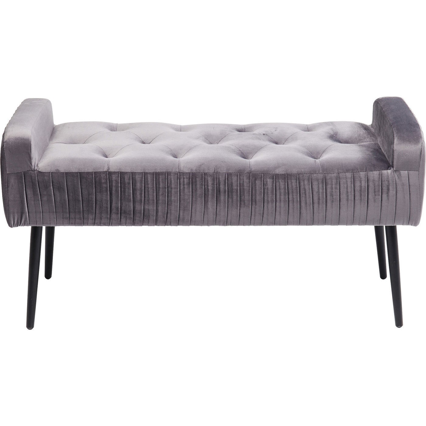 Banc 1 place velours gris et acier noir Banc 1 place velours gris et acier noir