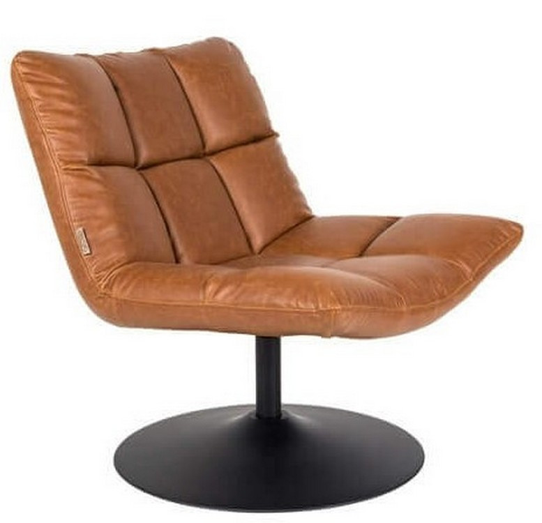 Fauteuil design pivotant en aspect cuir marron