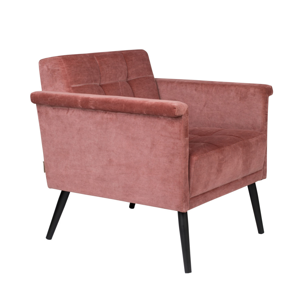 Fauteuil vintage en velours rose