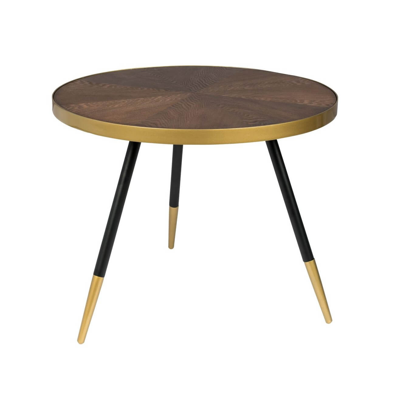 Table basse ronde en mÃ©tal et bois foncÃ© D61cm