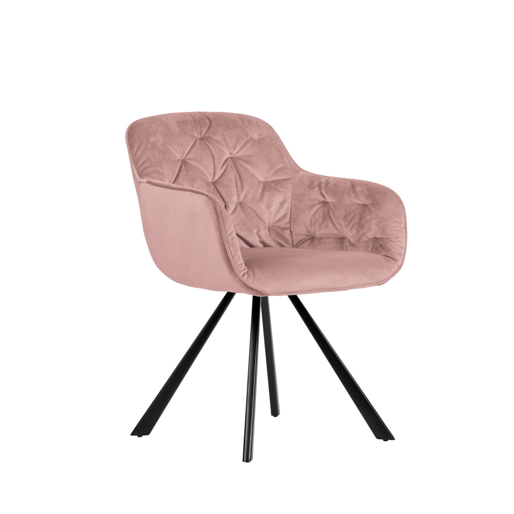 Fauteuil de table en velours vieux rose Fauteuil de table en velours vieux rose