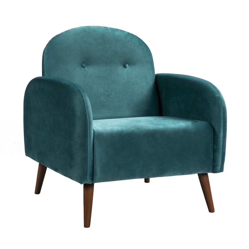 Fauteuil en velours bleu canard Fauteuil en velours bleu canard