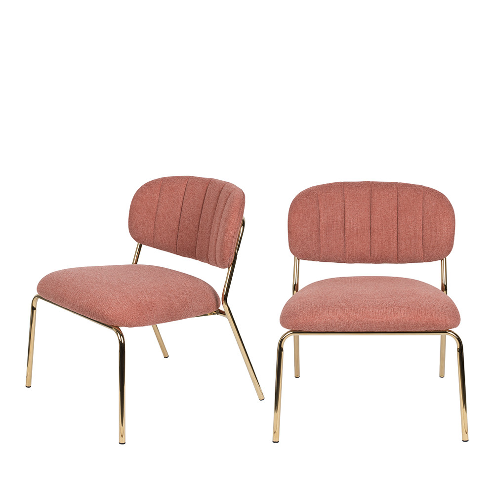 2 chaises lounge pieds dorés vieux rose (photo) 2 chaises lounge pieds dorés vieux rose