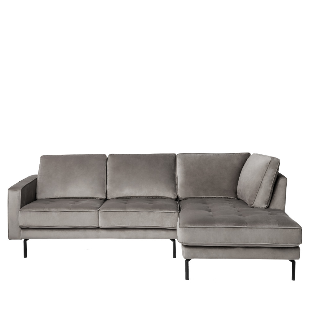 Canapé d'angle droit en velours taupe Canapé d'angle droit en velours taupe
