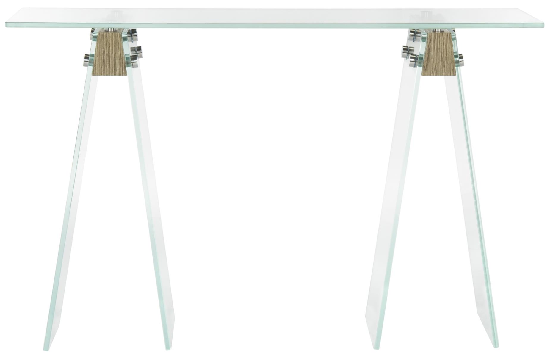 Console en verre et bois massif Console en verre et bois massif