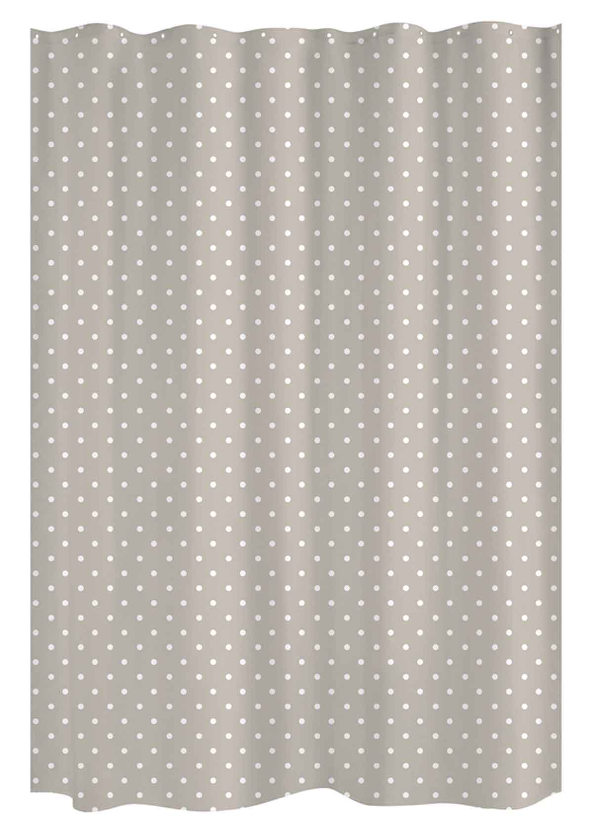 Rideau de douche à pois blancs polyester taupe/blanc x (photo) Rideau de douche à pois blancs polyester taupe/blanc x