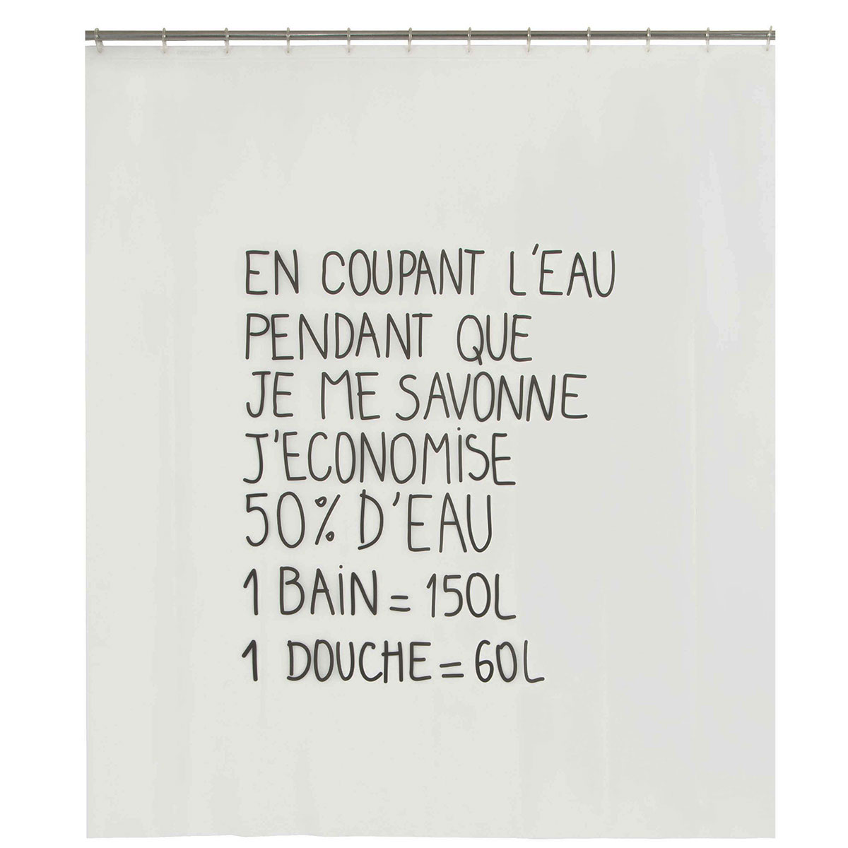 Rideau de douche à message noir blanc Rideau de douche à message noir blanc