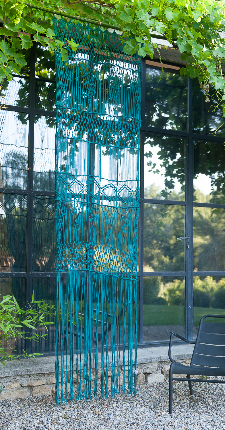 Rideau portière en macramé de coton 100x280 cm canard (photo) Rideau portière en macramé de coton 100x280 cm canard