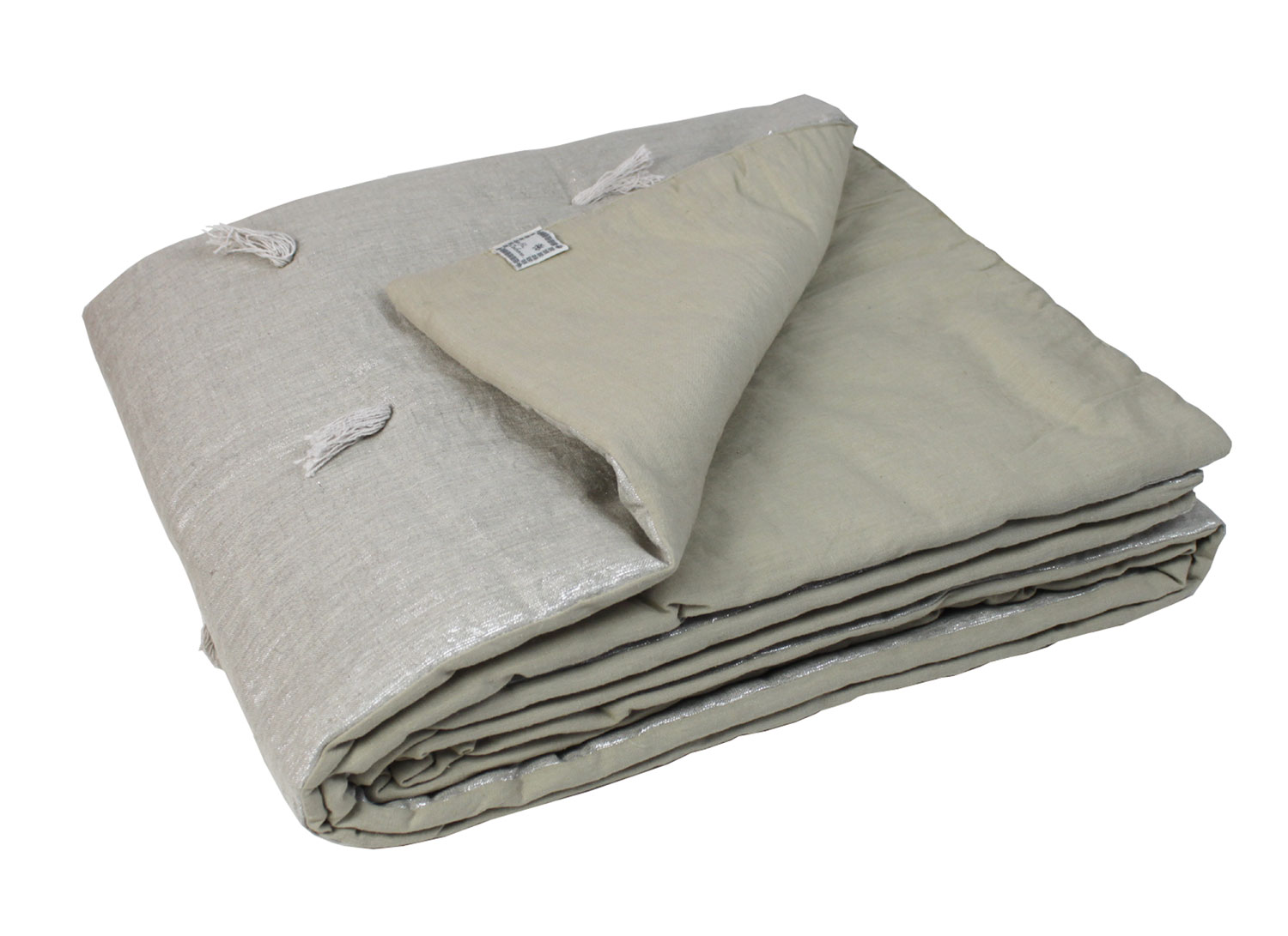 Edredon en lin tissé de fils de lurex 90x200 cm beige